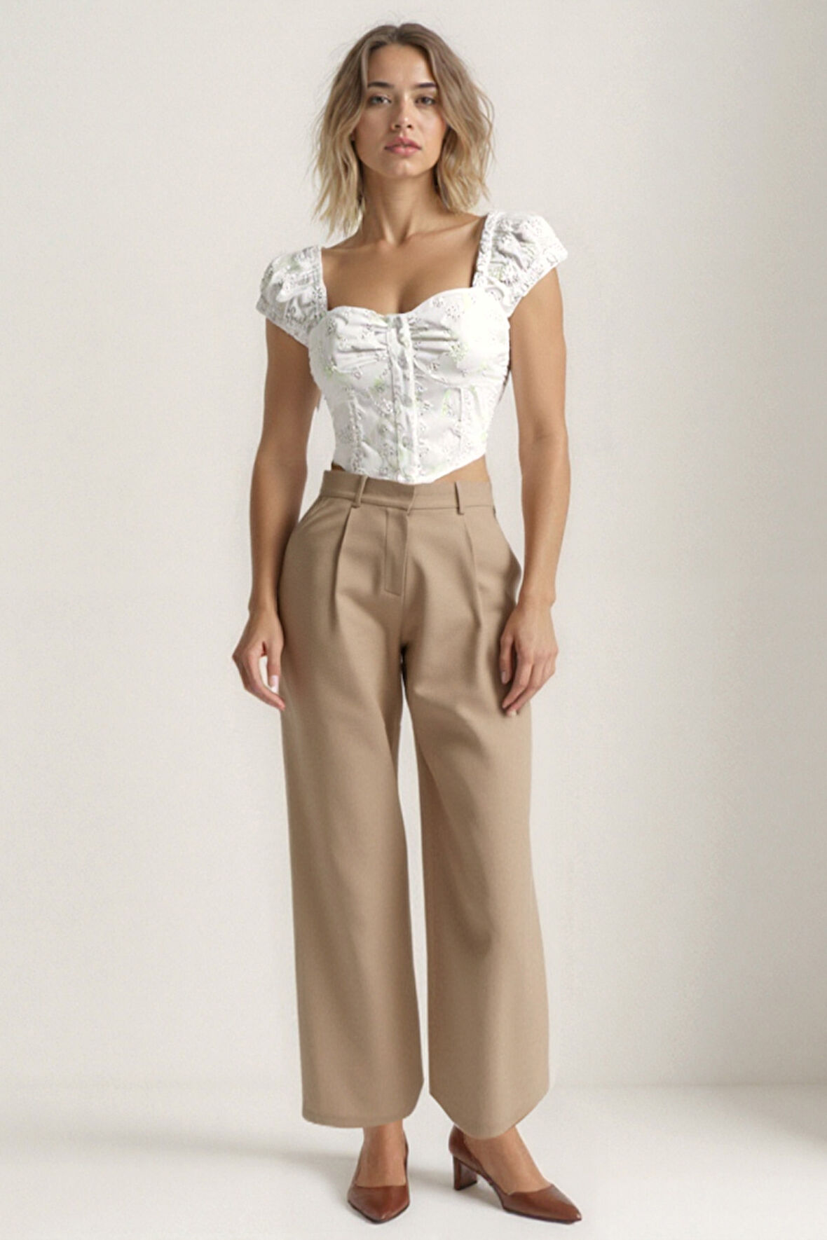 Pens Detaylı Palazzo Pantolon