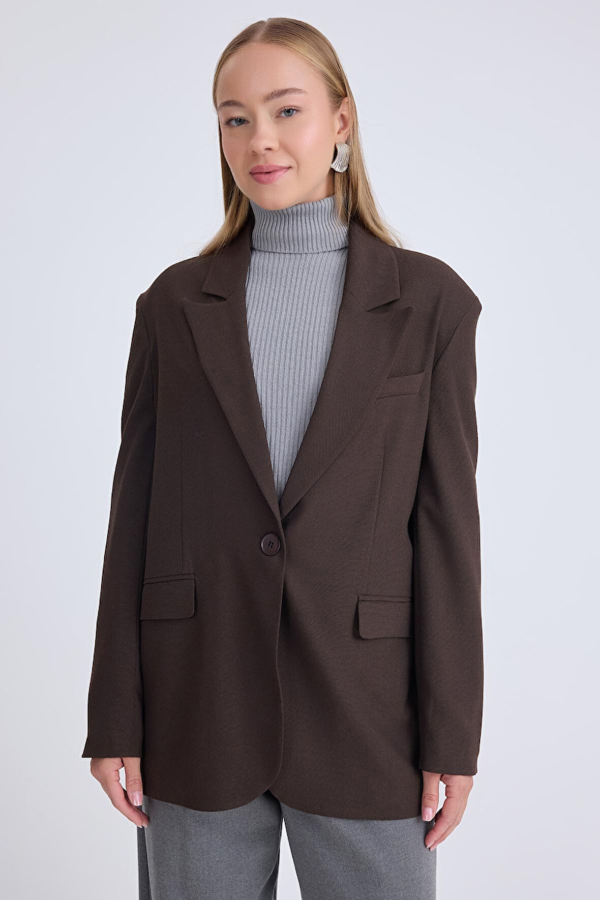 Tek Düğme Vatkalı Ceket