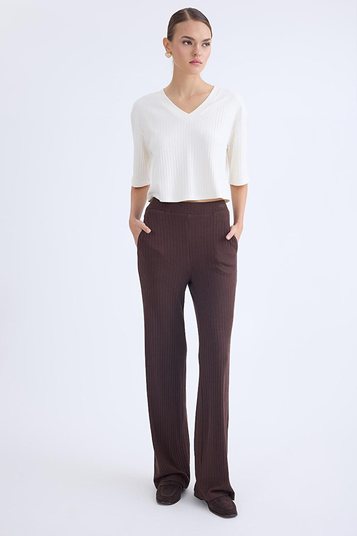 Geniş Paça Fitilli Eşofman Pantolon