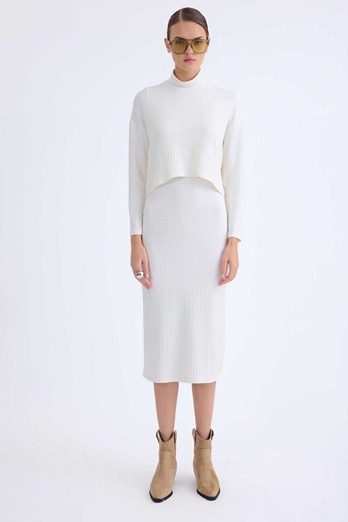 Balıkçı Yaka Uzun Elbise