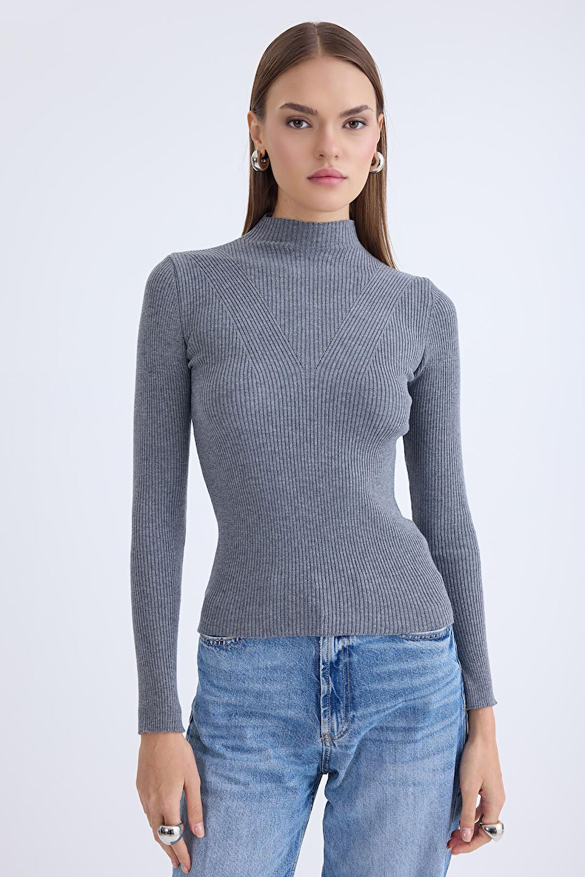 Balıkçı Yaka Uzun Kol Triko Bluz