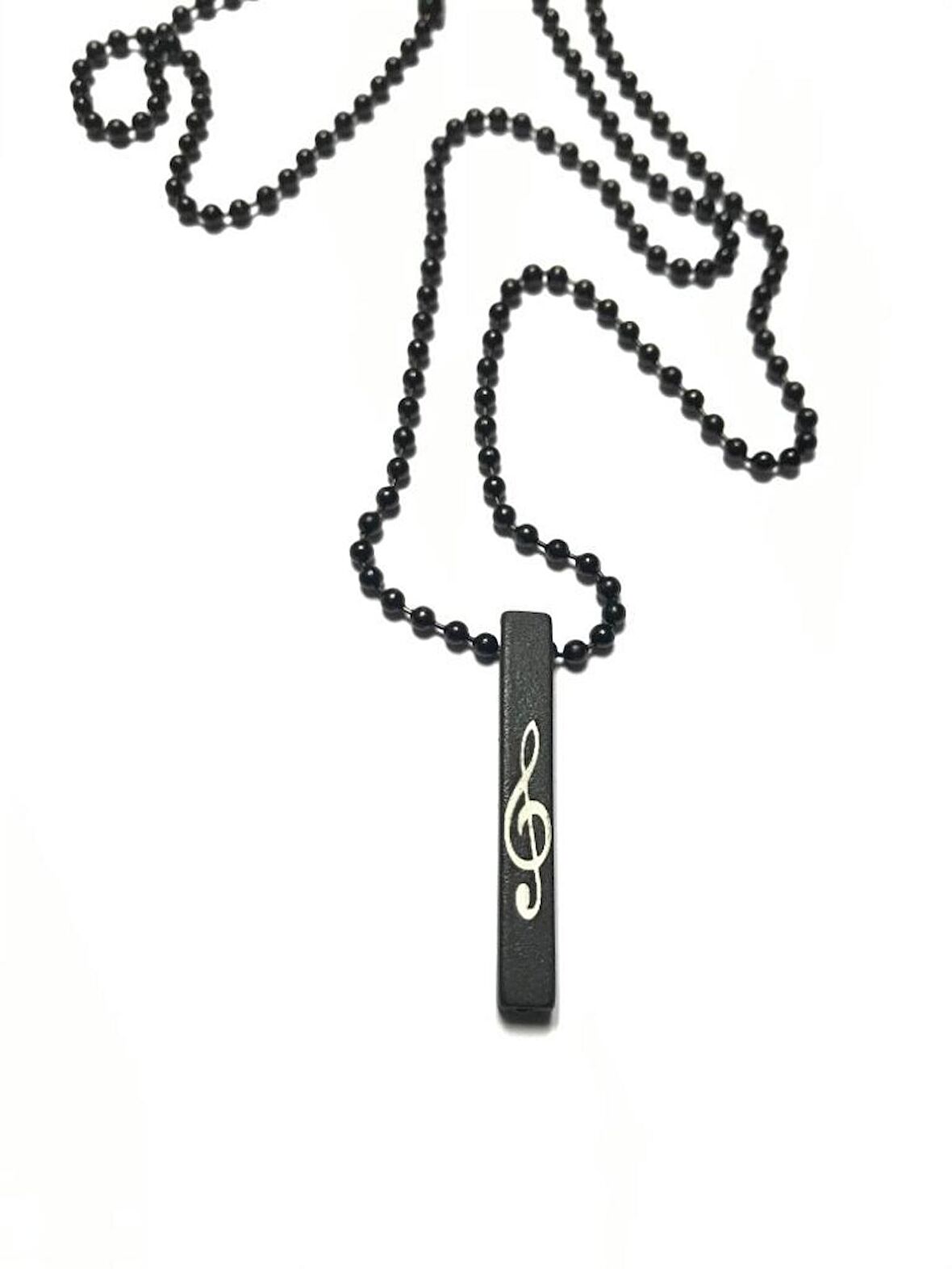 Sol Anahtar Çubuk Kolye Black