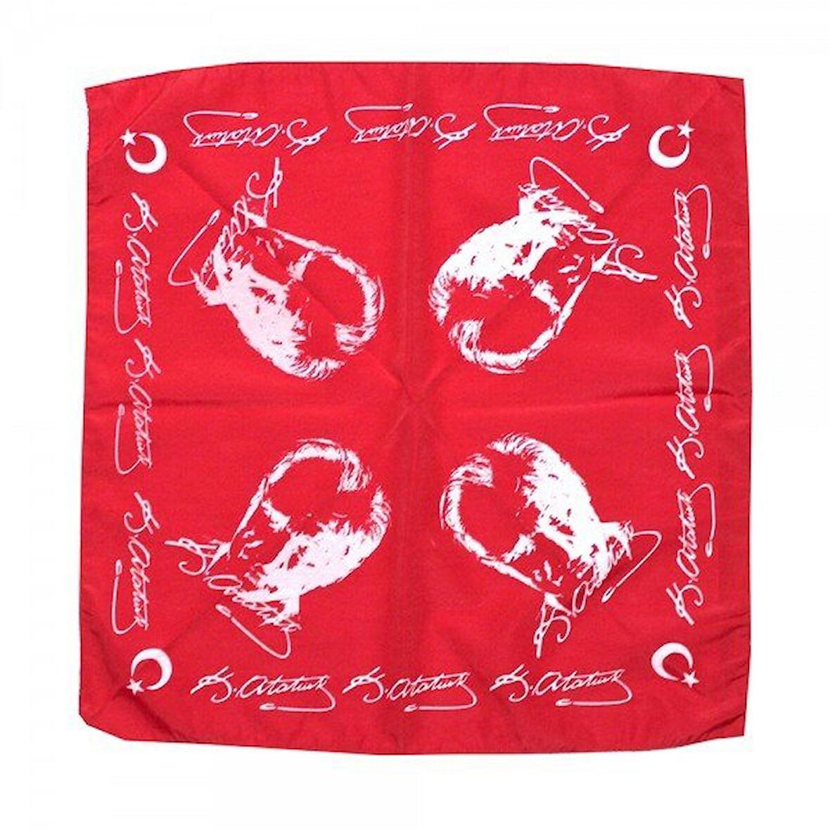 Atatürk Silüeti Bandana %100 Pamuk Fular Kırmızı