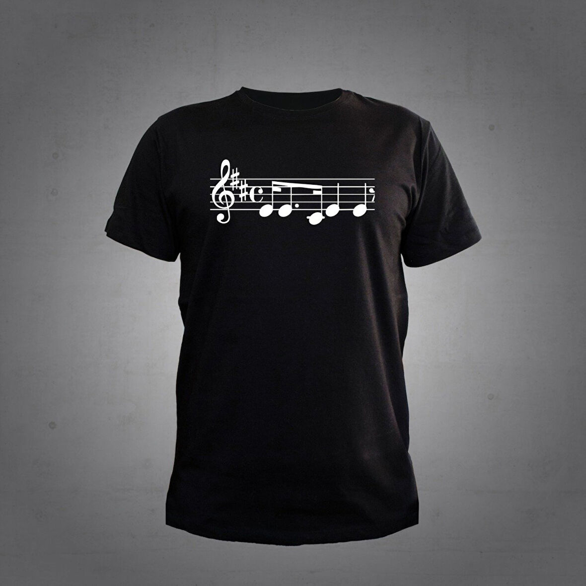 Herşey Nota Nota Müzik Tshirt Siyah Unisex