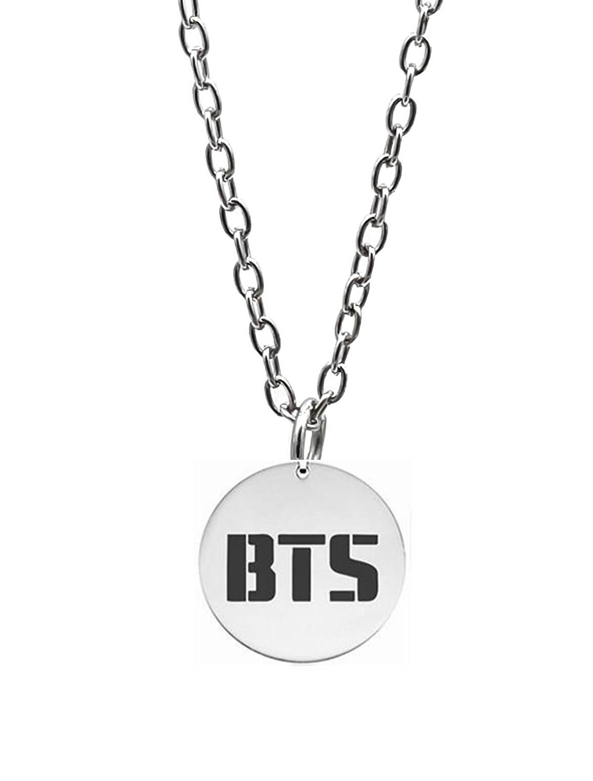 BTS  Müzik Grubu Kolye Kadın Erkek Gümüş Kaplama Düz Zincir 60cm