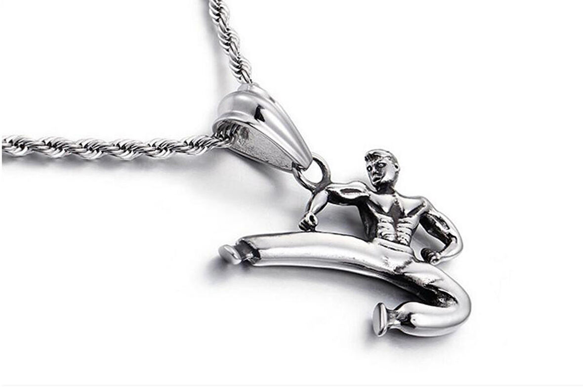 Kung Fu Unisex 925 Ayar Gümüş Kaplama Kolye
