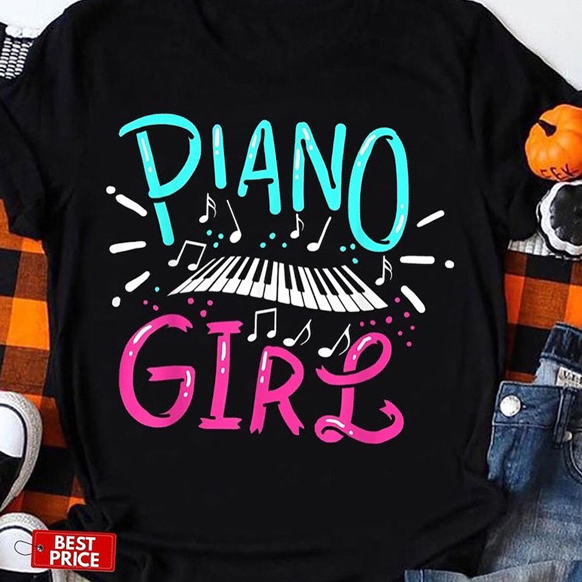 Herşey Nota Piyano Girl Unisex Tshirt