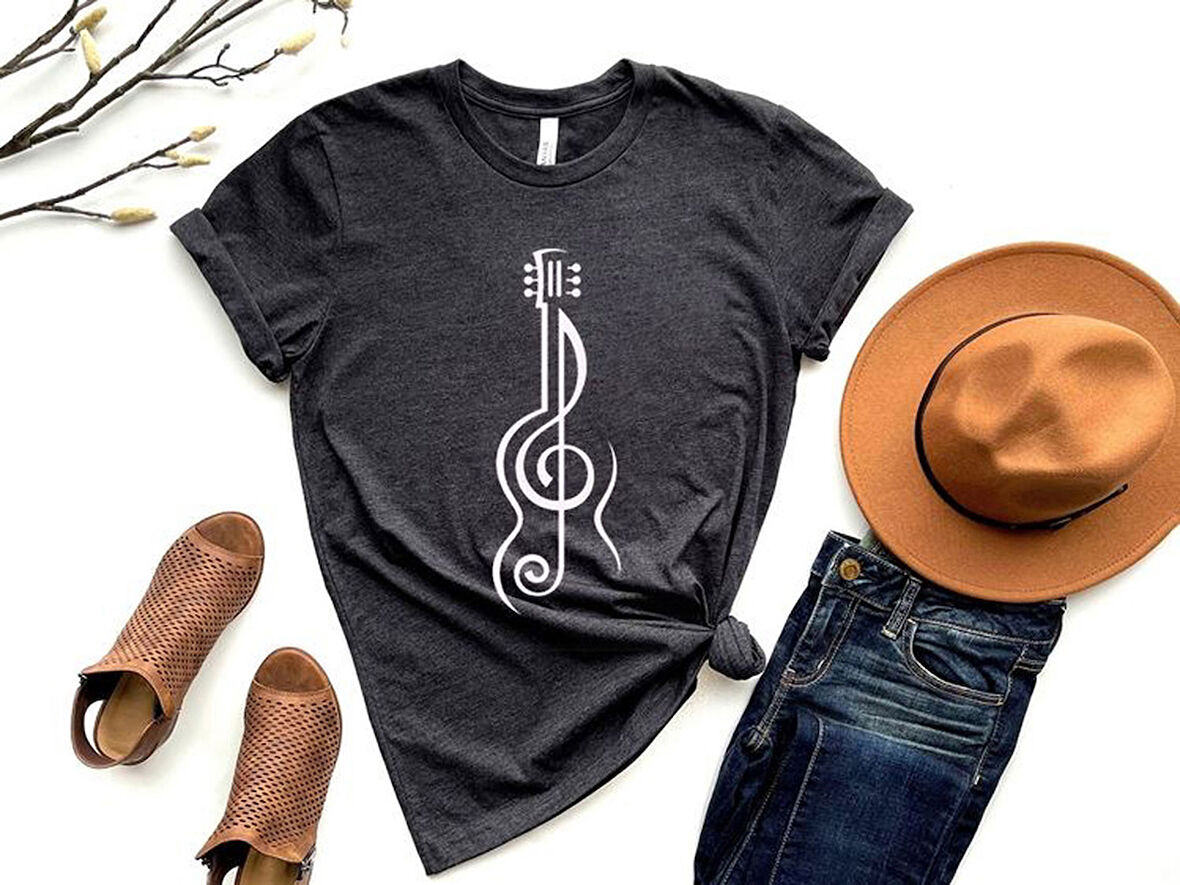 Herşey Nota Sol Anahtar Gitar Unisex Tshirt