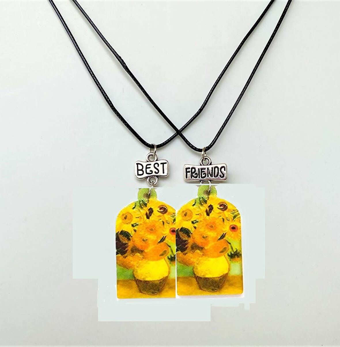 Best friends Vincent Van Gogh Ay Çiçeği Suni Deri ikili Arkadaşlık sevgili Kolye