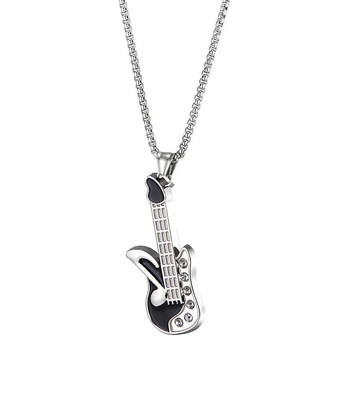Taşlı Gitar Paslanmaz Çelik Kolye