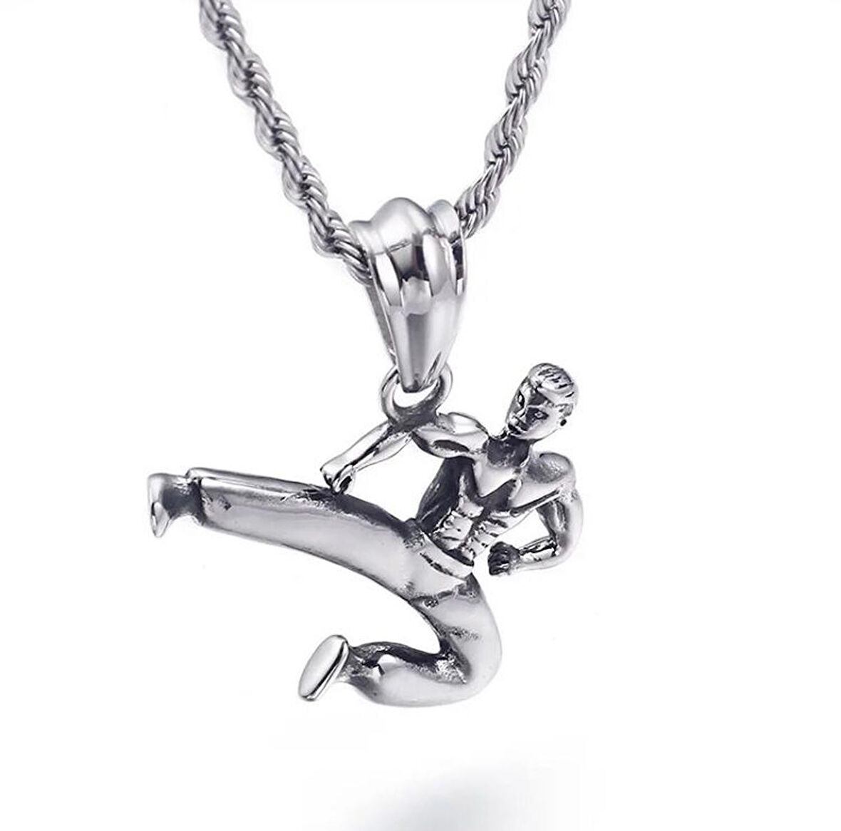 Taşlı Haç Kolye Antik Gümüş Kaplama 60 cm Düz Zincir