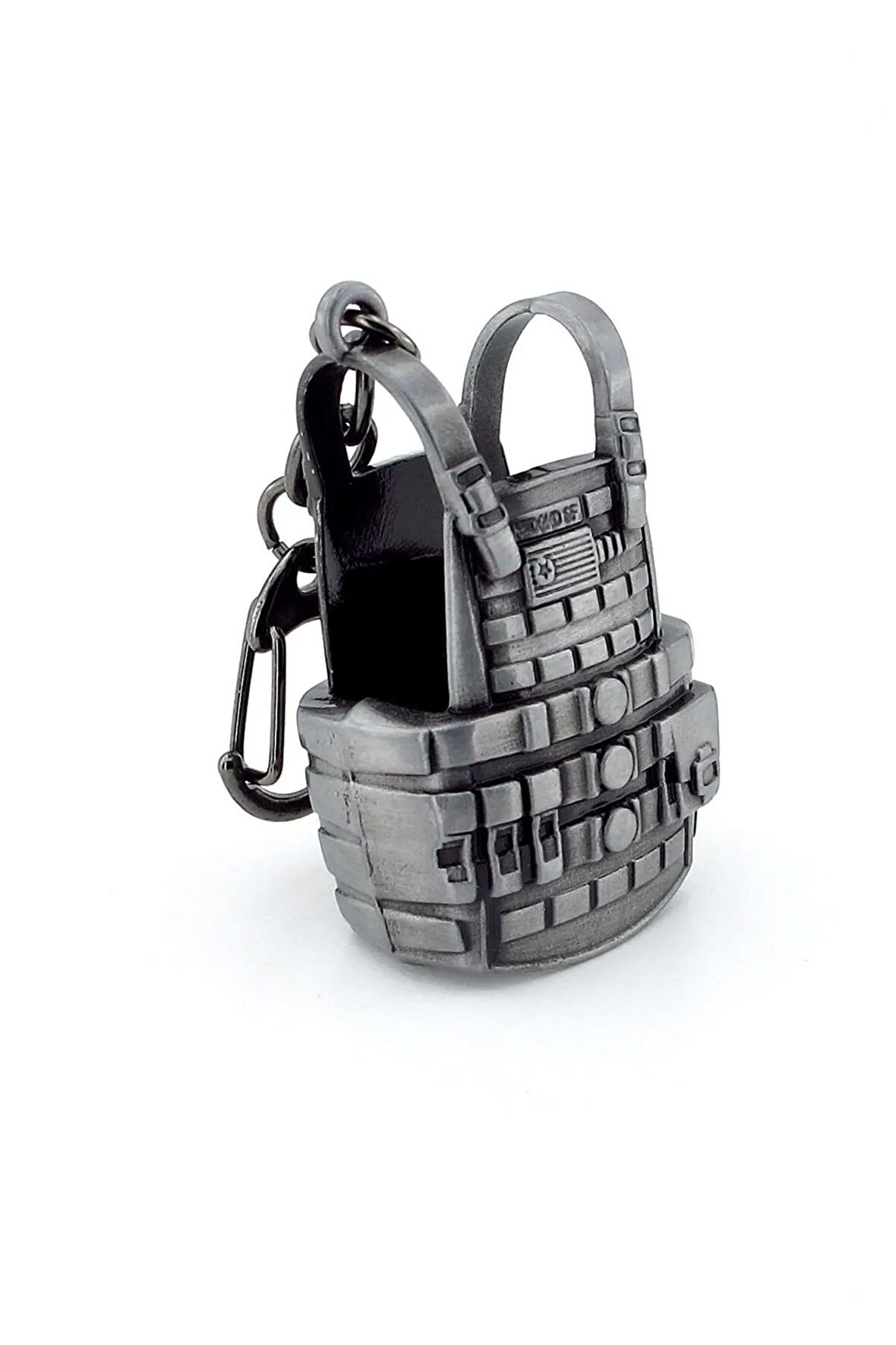 Herşey Nota Çelik Yelek Savaş Siyah Renkli Metal Anahtarlık