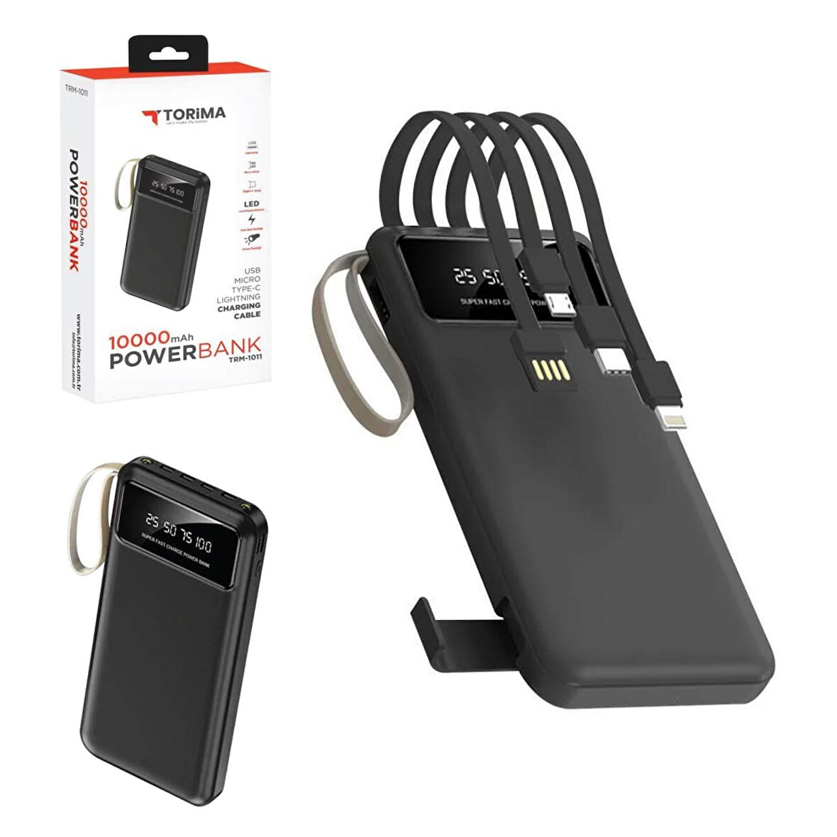 TORİMA TRM-1011 Powerbank 10.000 Mah Ekranlı İphone Type-C Micro