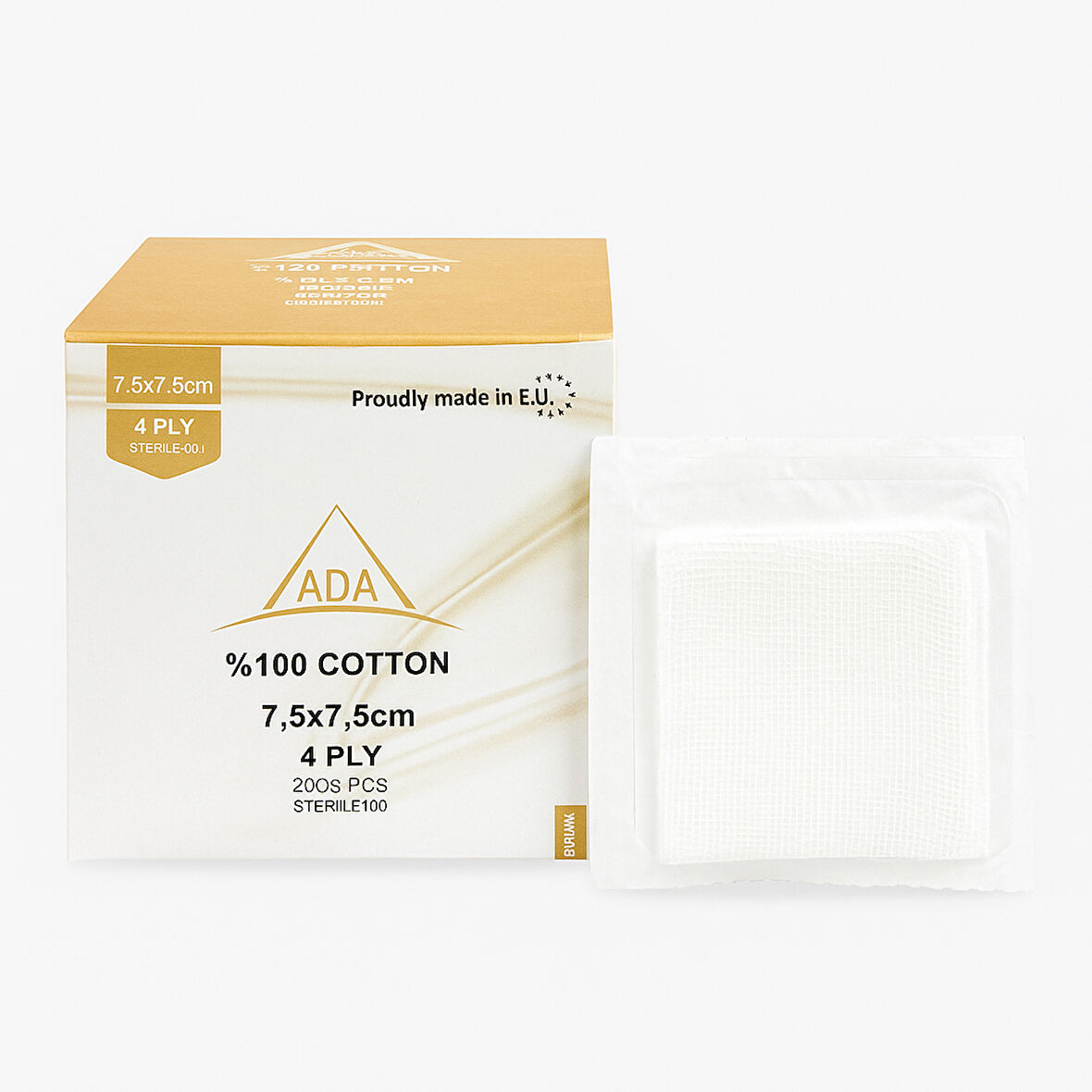 Ada Steril Gazlı Bez Kompres 7,5x7,5 Cm %100 Pamuk 4 Kat 100'lü Paket