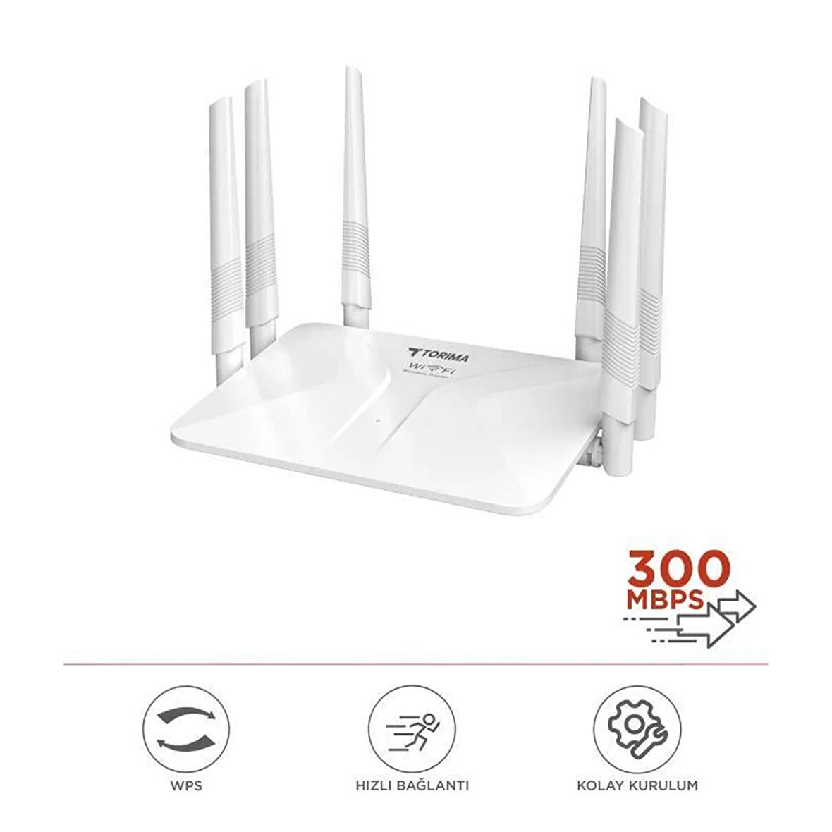 TORİMA WR50Q Kablosuz Router 4 Portlu 300Mbps Wifi 6 Anten Geniş Kapsama 2.4GHz