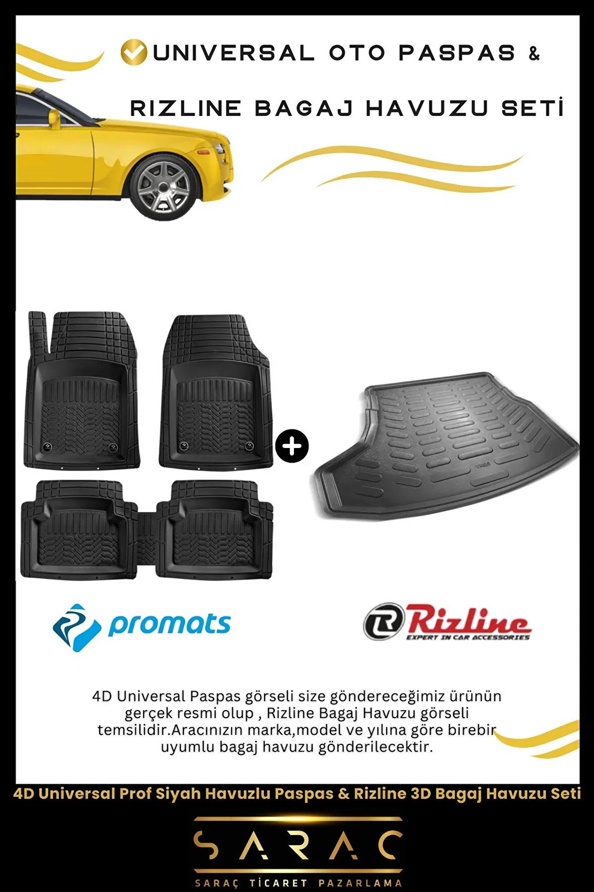 Volkswagen Jetta 2011 Sonrası (Cepsiz) Bagaj Havuzu ve 4D Prof Havuzlu Paspas (siyah) Seti