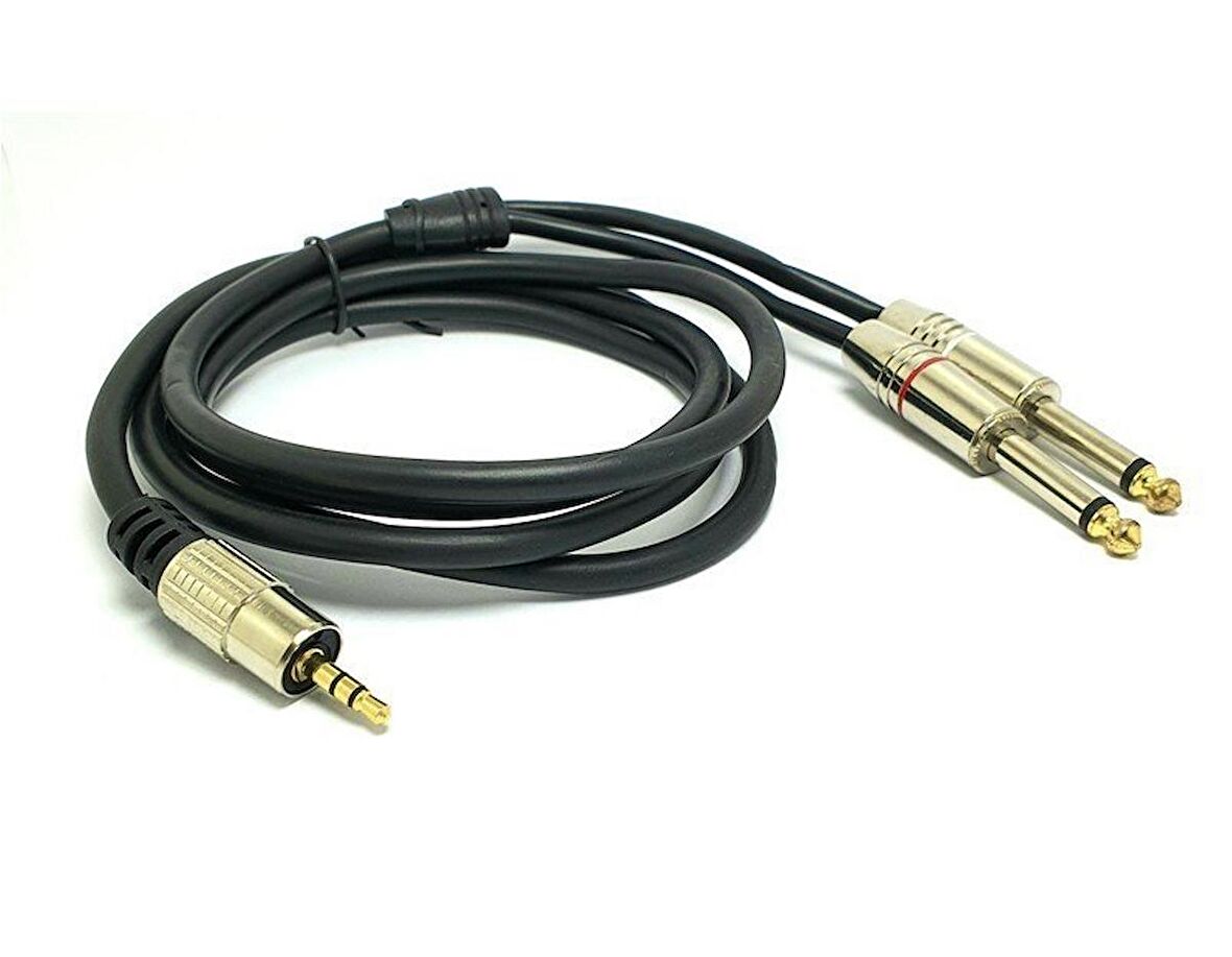 3.5mm Stereo 2x6.3mm Mono Metal Jaklı Kablo 5mt