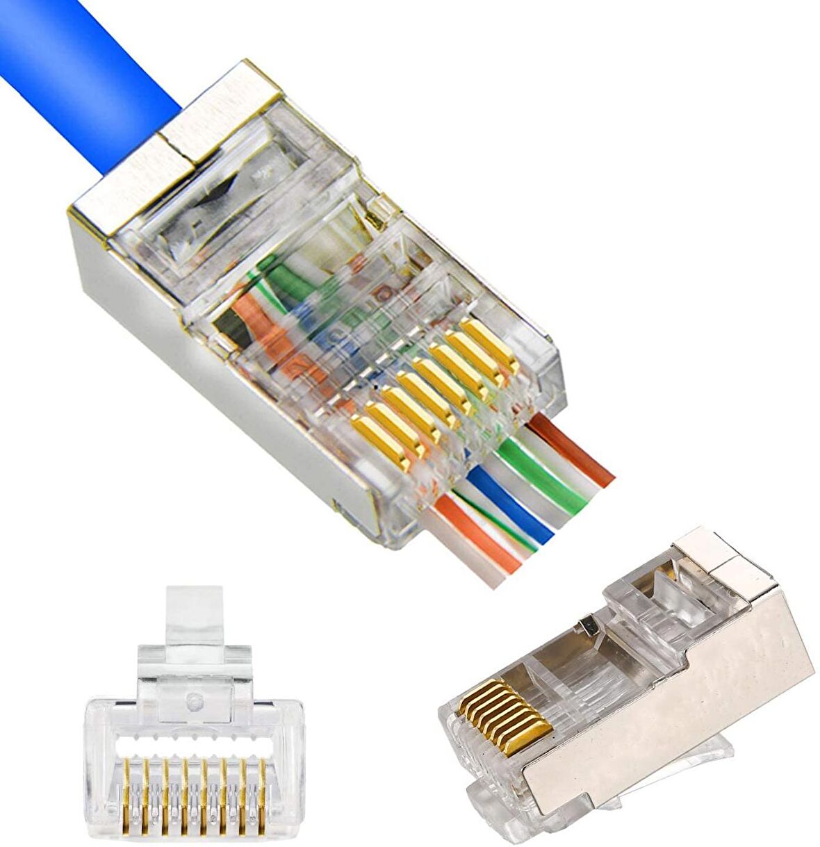 Rose Ez RJ45 Cat5/cat6 Yeni Nesil Metal Delikli Konnektör 100 Adet