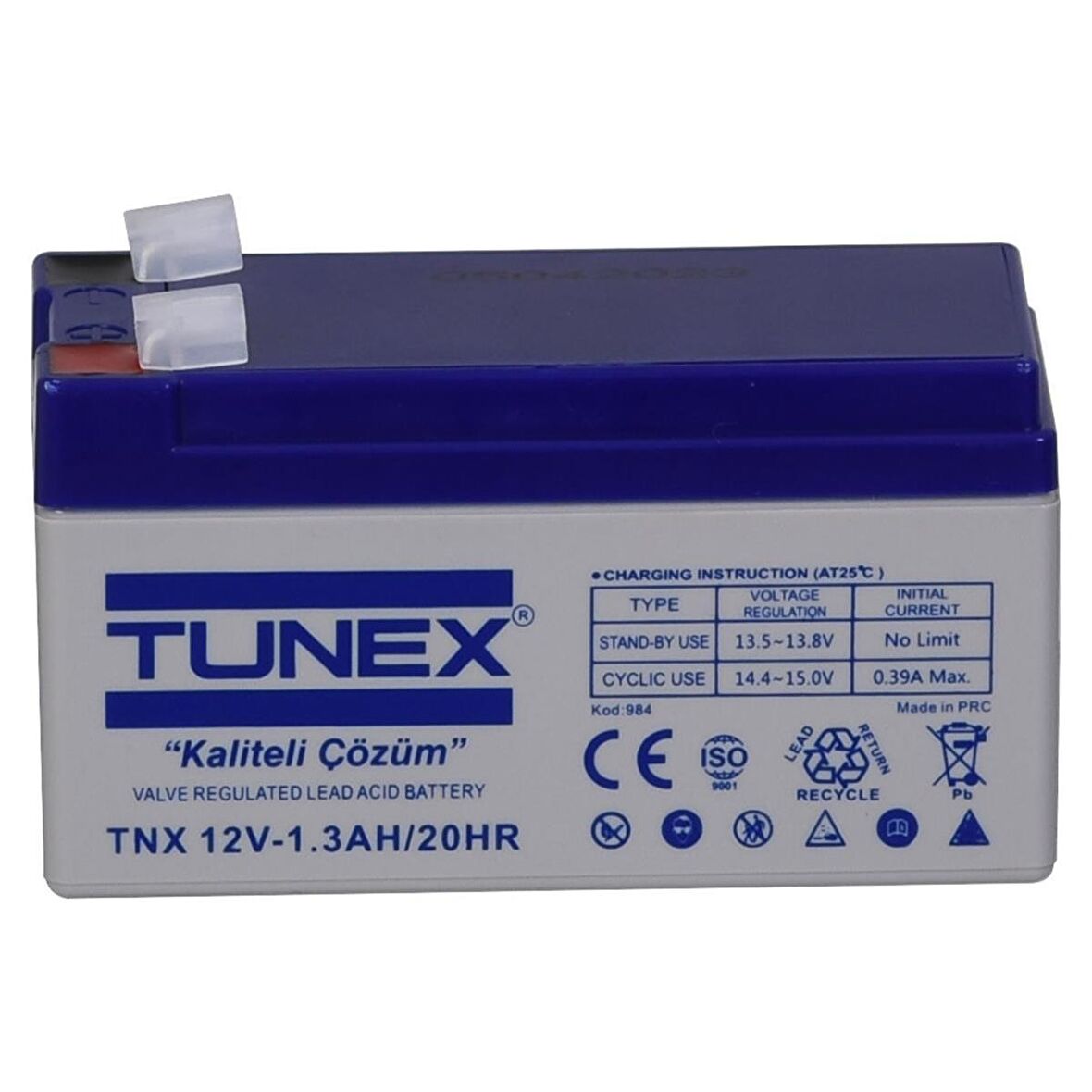 TUNEX 12V 1,3A 0,51 Kg Kuru Bakımsız Akü (97*43*53*59 Mm) TNX-12V1,3A