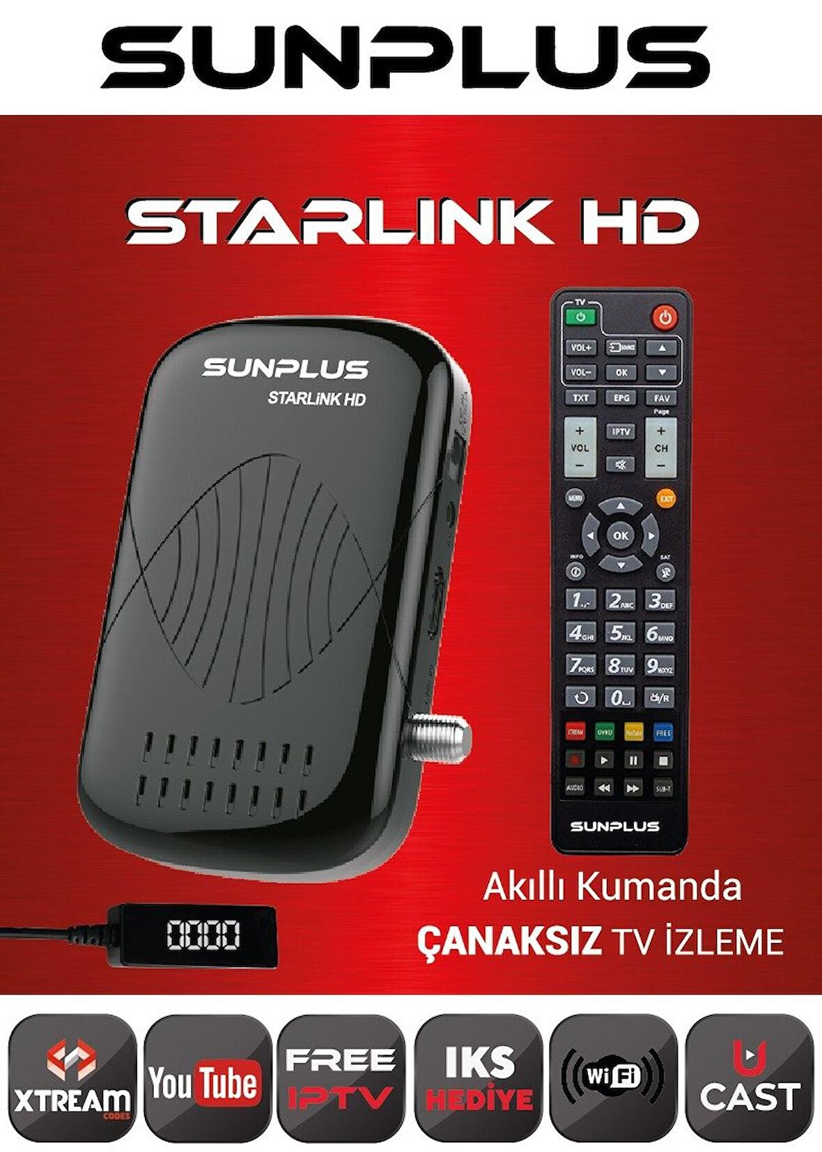 SUNPLUS STARLINK HD UYDU ALICISI FULL HD 1080P TV & UYDU TEK KUMANDA