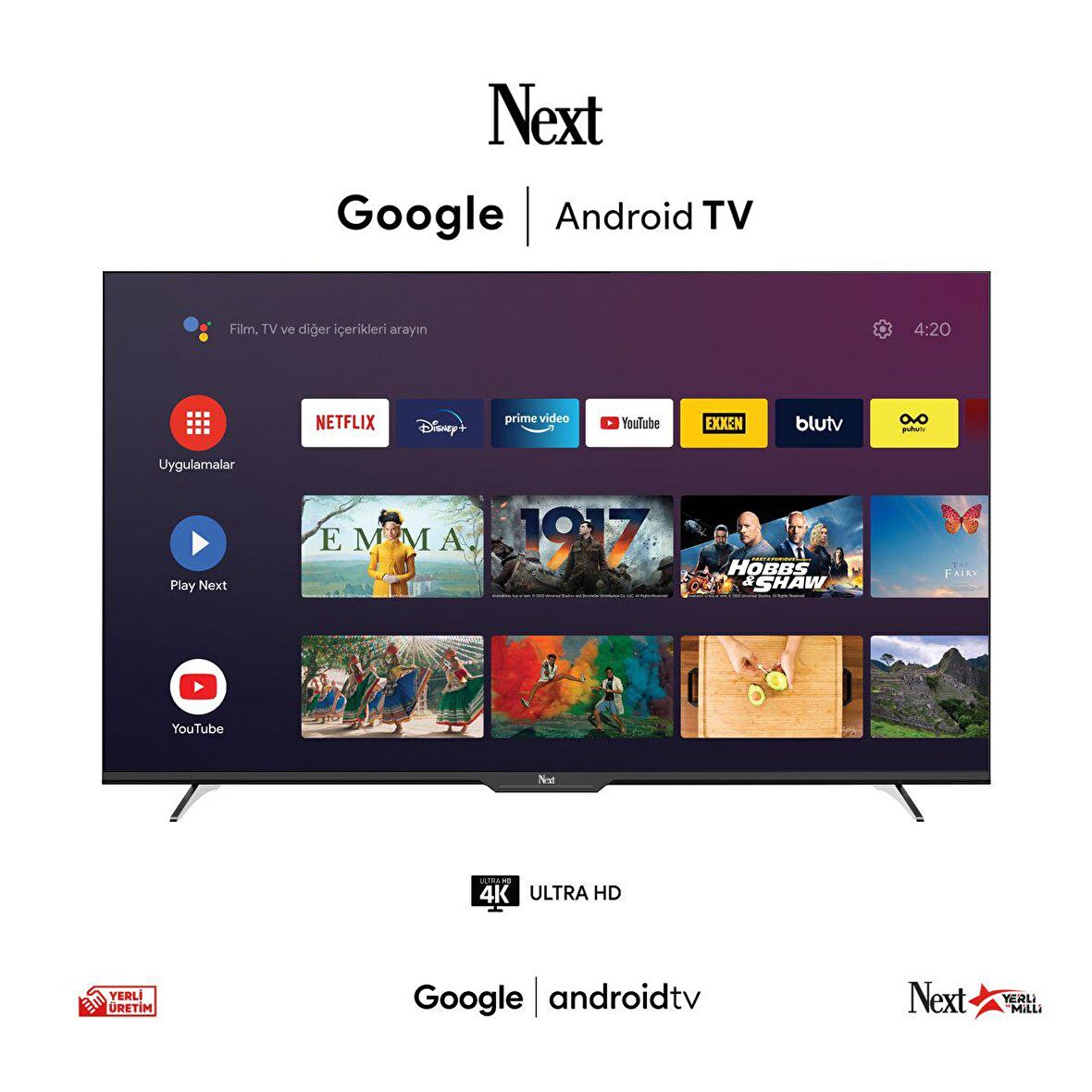 NEXT YE-55GFSG7-4K 55" 140 Ekran UHD 4K Google Android TV