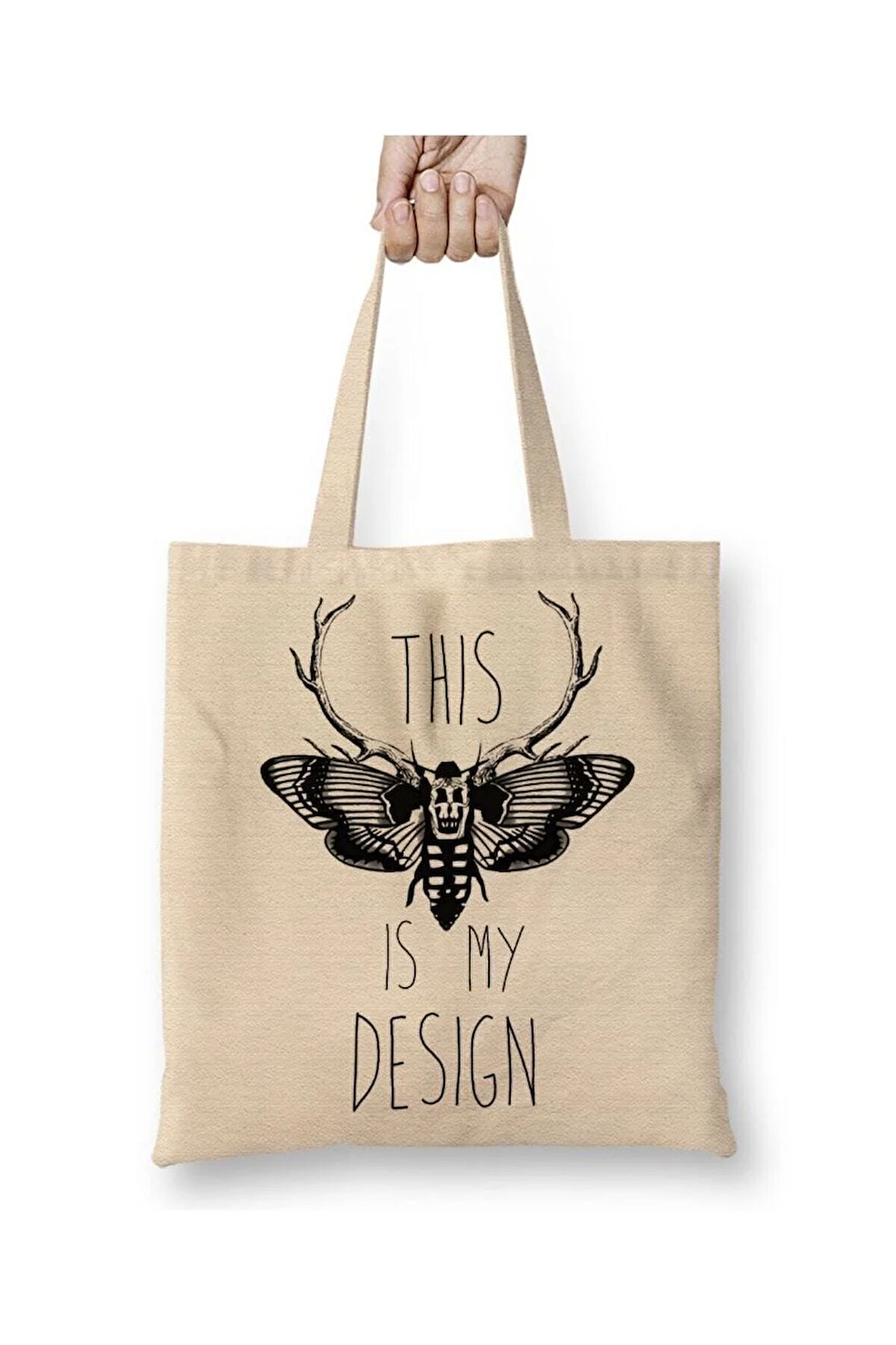 Hannibal Beyaz Bez Çanta Uzun Saplı Alışveriş Çantası Plaj Çantası