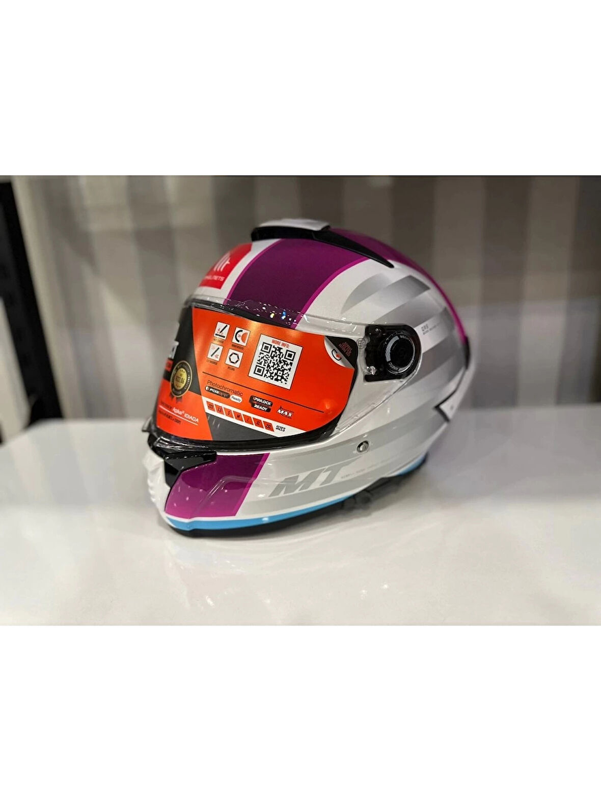 Mt Helmets Kask Mt Thunder 4 Sv Tears C8 Parlak Inci Beyaz/Pembe