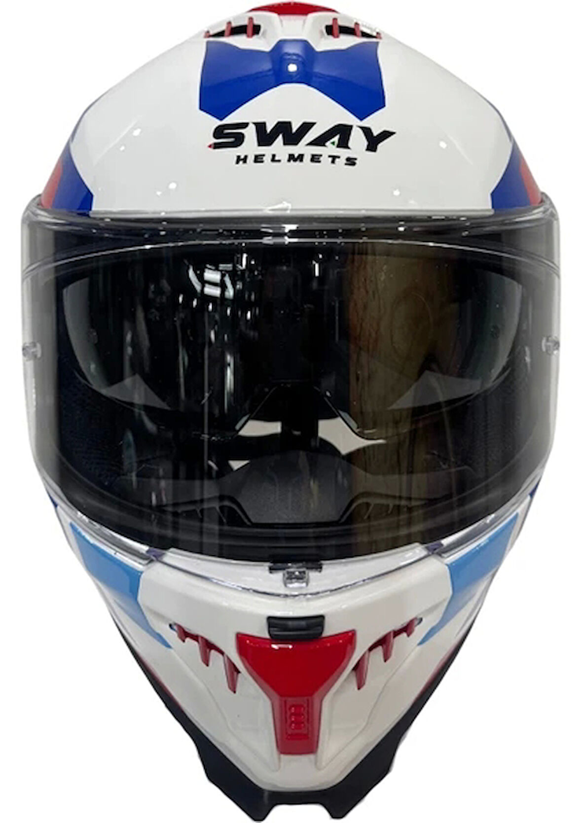Sway Kask Sway Sw 865 Tıtan White Blue Red Güneş Gözlüklü