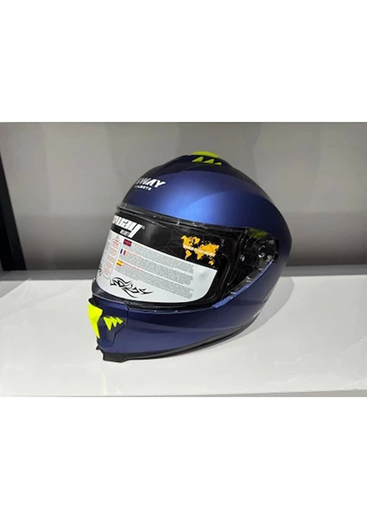 Sway Kask Sway SW-865 Mat Mavi Güneş Gözlüklü