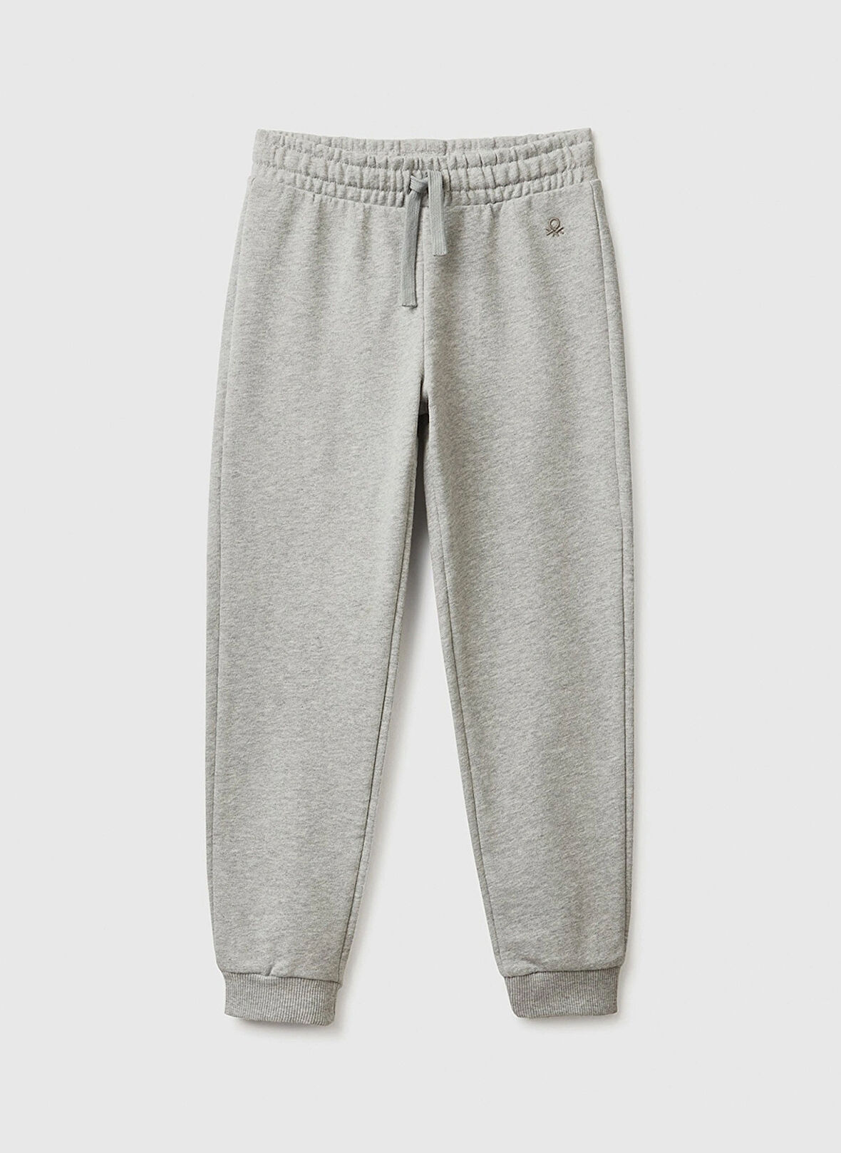 Benetton Gri Melanj Kız Çocuk Dar Paça Düz Eşofman Altı 3J68CF02H