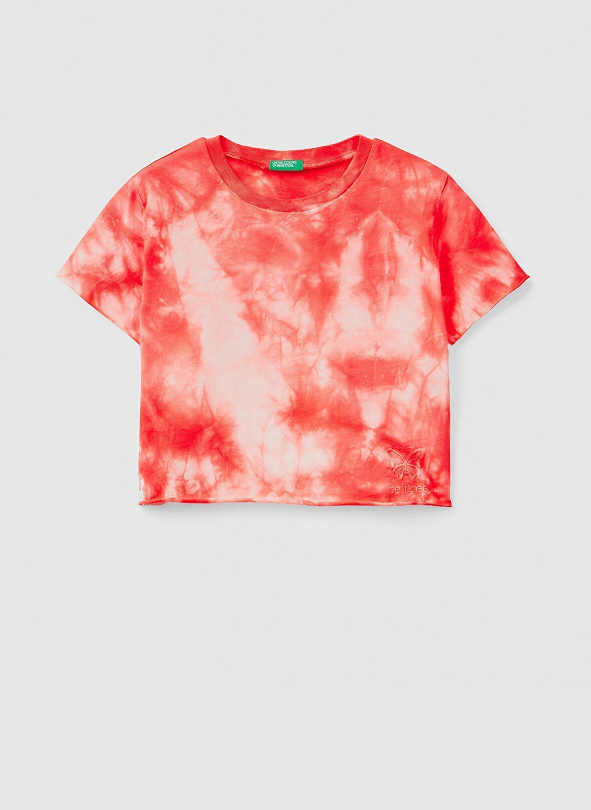 Benetton Düz Pembe Melanj Kız Çocuk T-Shirt 3085C10B3