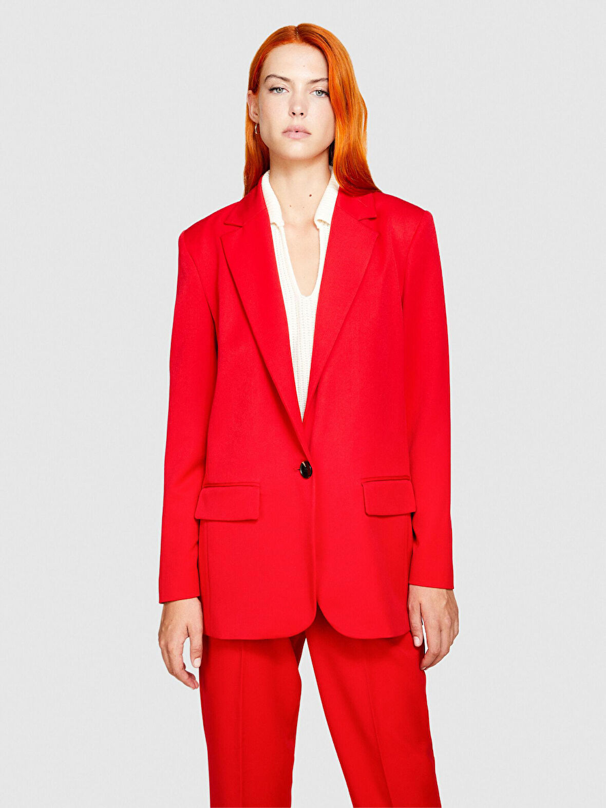 Poliviskoz Esnek Vatkalı Blazer Ceket Kadın Kırmızı Ceket - 323A2ZCWLW00M