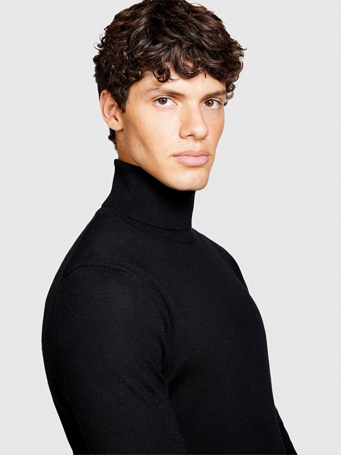 Yün Karışımlı Slim Fit Kazak Erkek Siyah Kazak - 323A11BAS200A