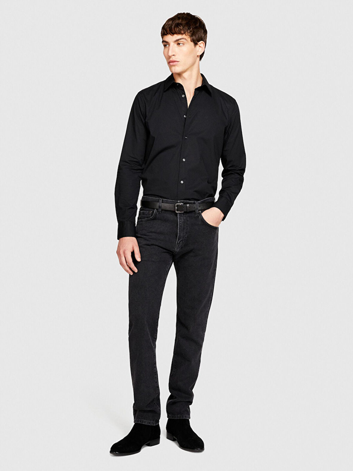 Slim Fit Esnek Koton Gömlek Erkek Siyah Gömlek - 323A5CNX5QL19