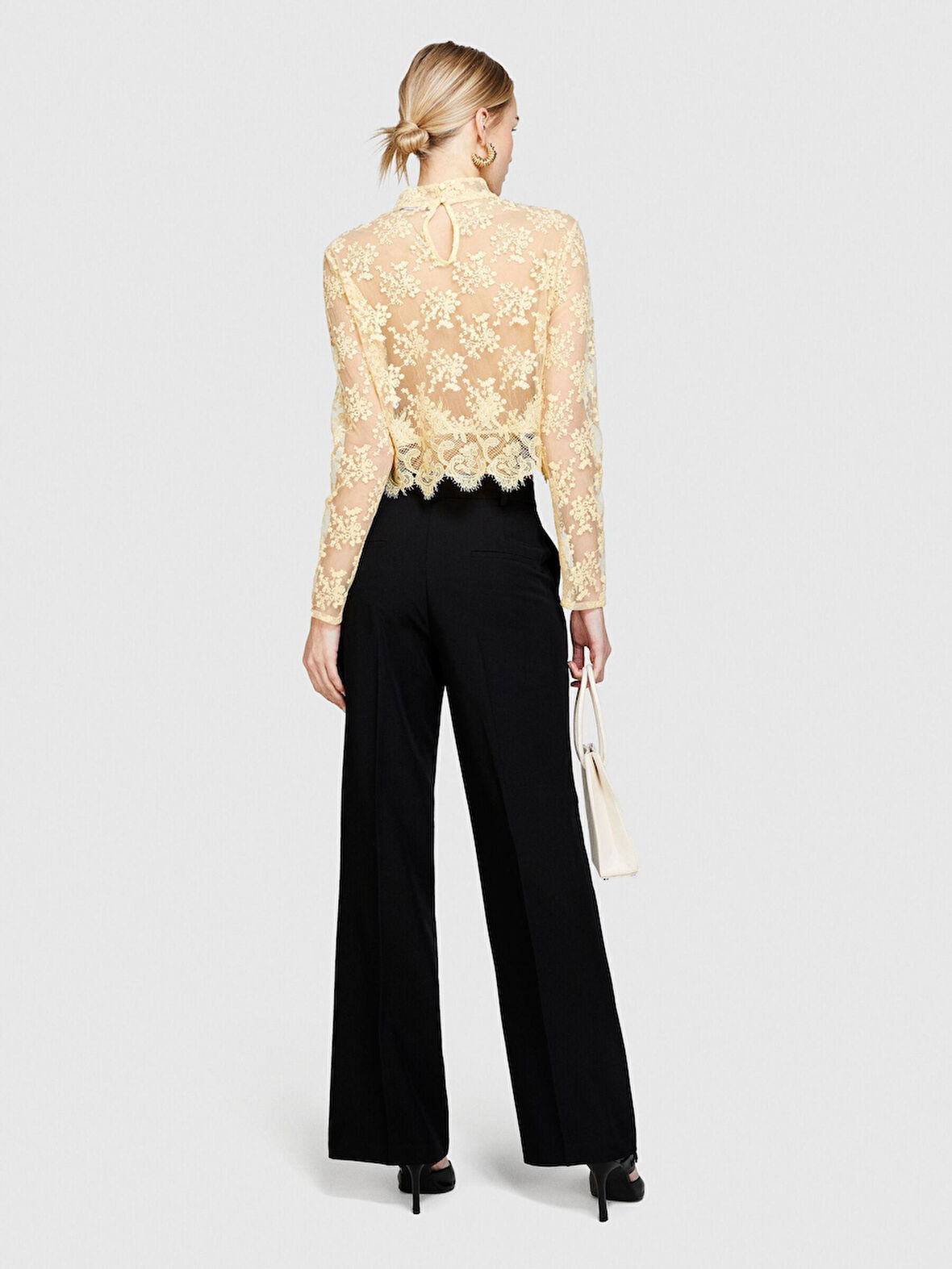 Viskoz Karışımlı Normal Bel Bol Paça Pantolon Kadın Siyah Pantolon - 324P4KVXLF02I