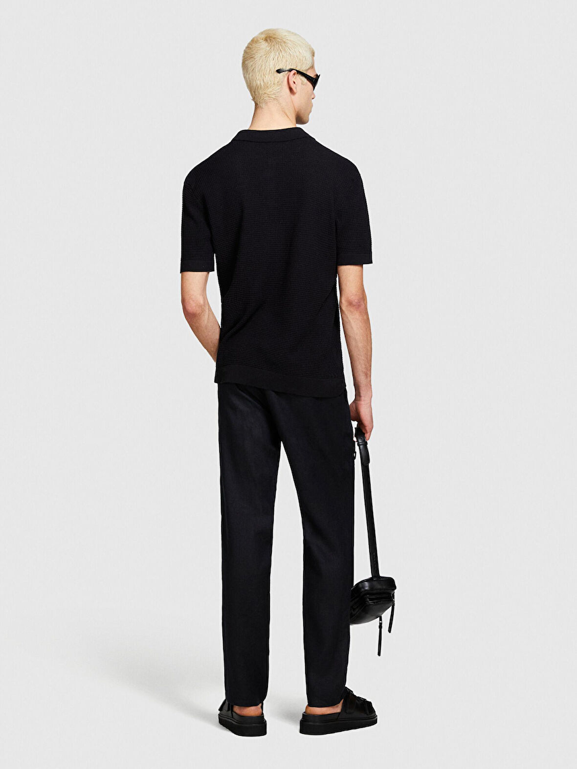 %100 Keten Slim Comfort Fit Pantolon Erkek Siyah Pantolon - 324P4AGHSF049