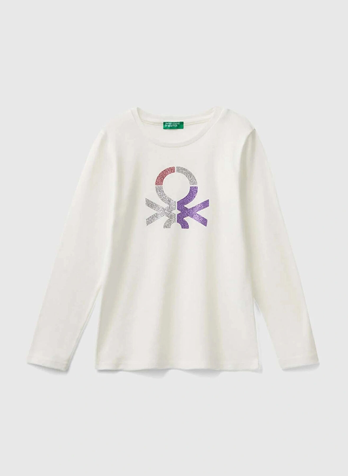 Benetton Baskılı Beyaz Kız Çocuk T-Shirt 3I9WC10JR 074