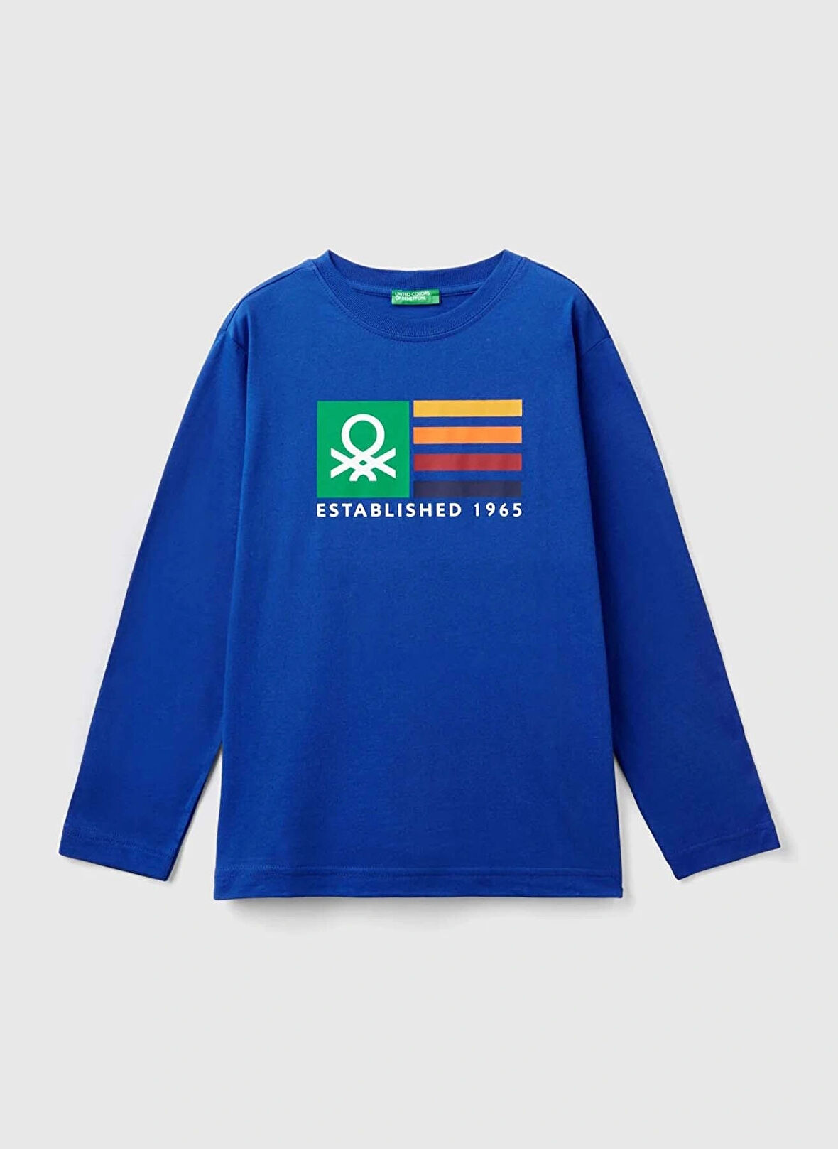 Benetton Baskılı Saks Erkek T-Shirt 3I1XC10JN 19R