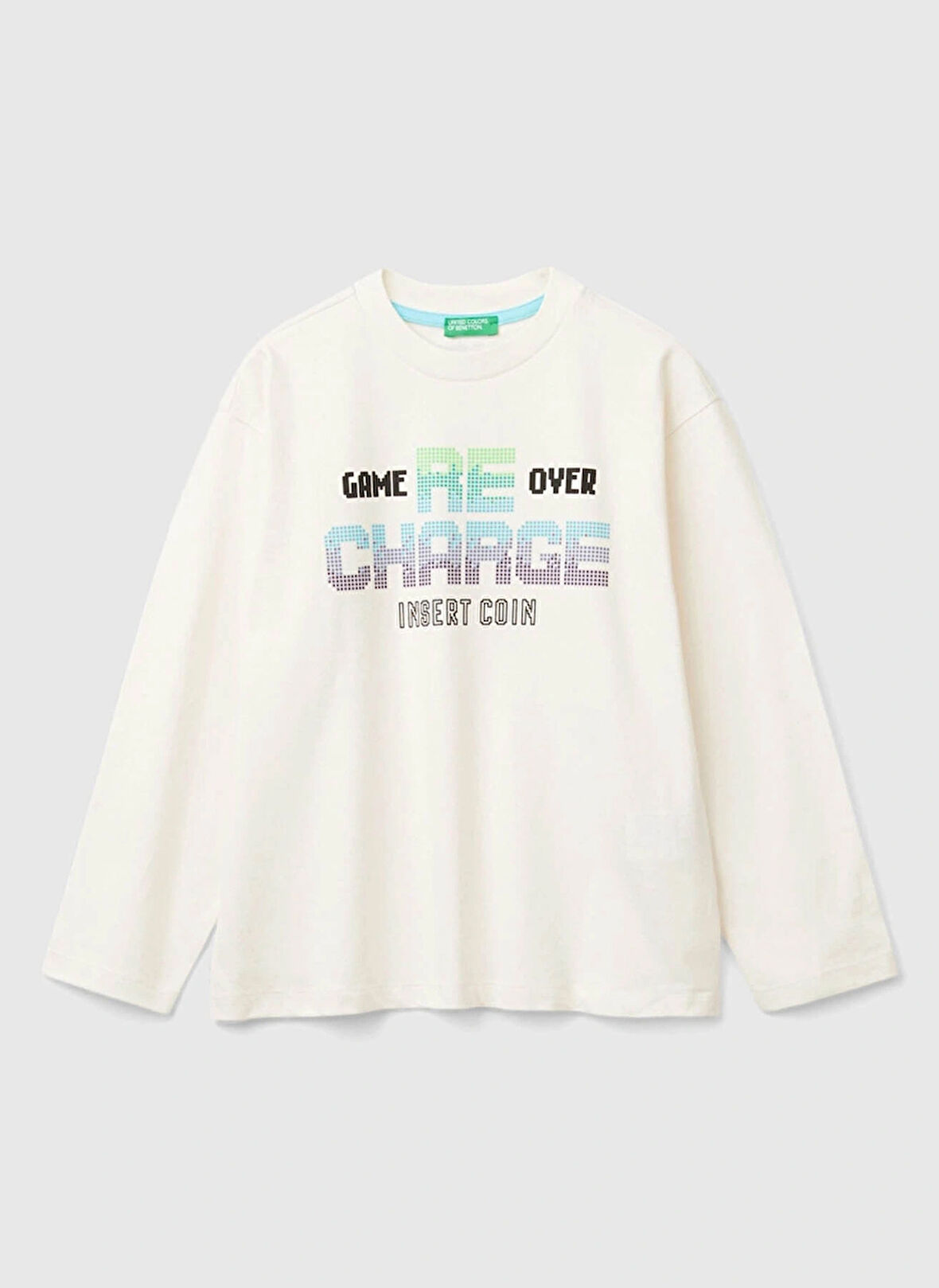 Benetton Baskılı Ekru Erkek Çocuk T-Shirt 3EG9C10M6 0R2