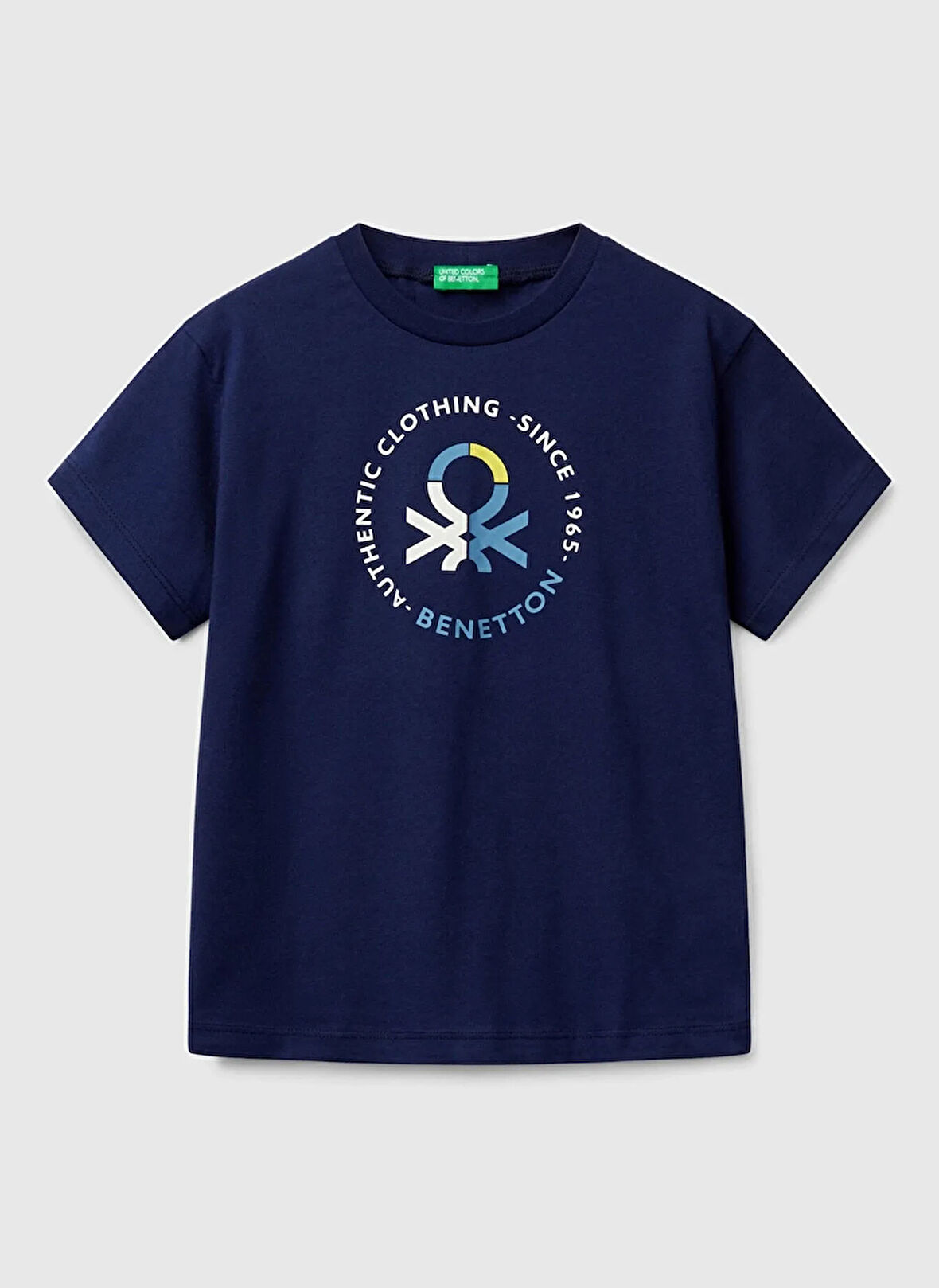 Benetton Baskılı Lacivert Erkek Çocuk T-Shirt 3I1XC10N3