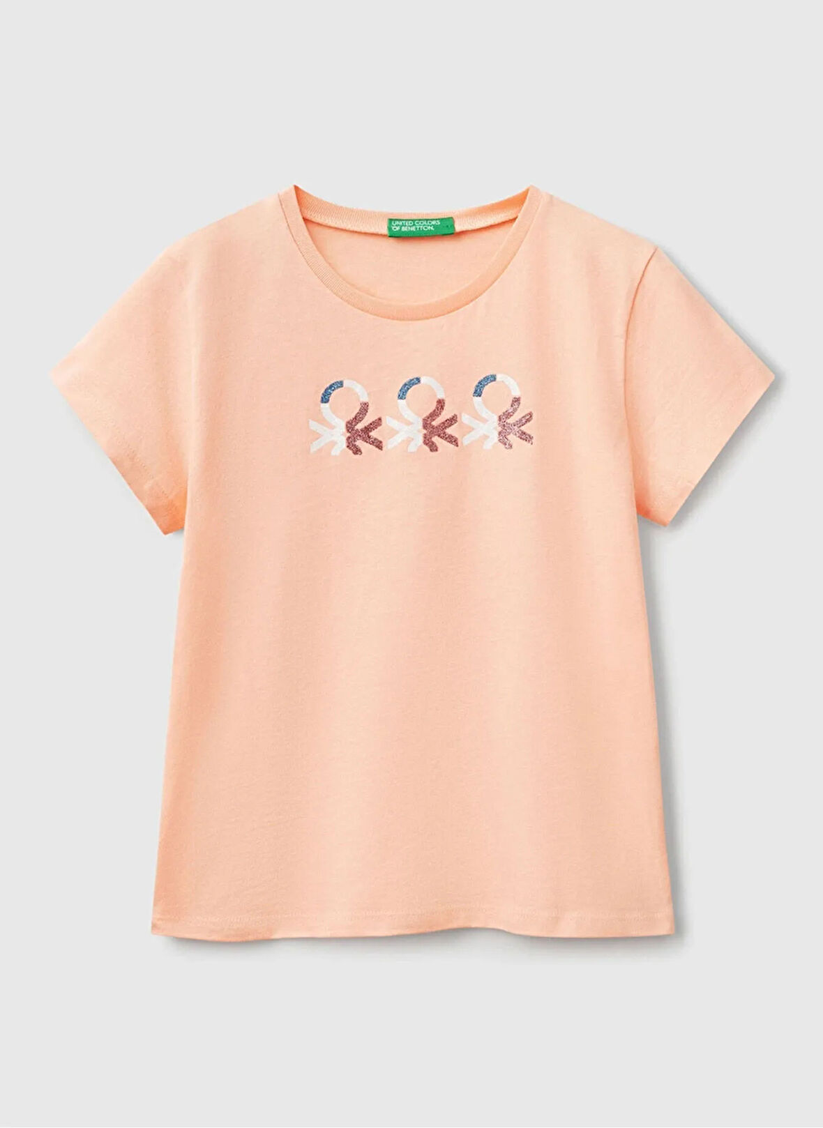 Şeftali Kız Çocuk Bisiklet Yaka Regular Fit Baskılı T-Shirt 3I1XC10MZ