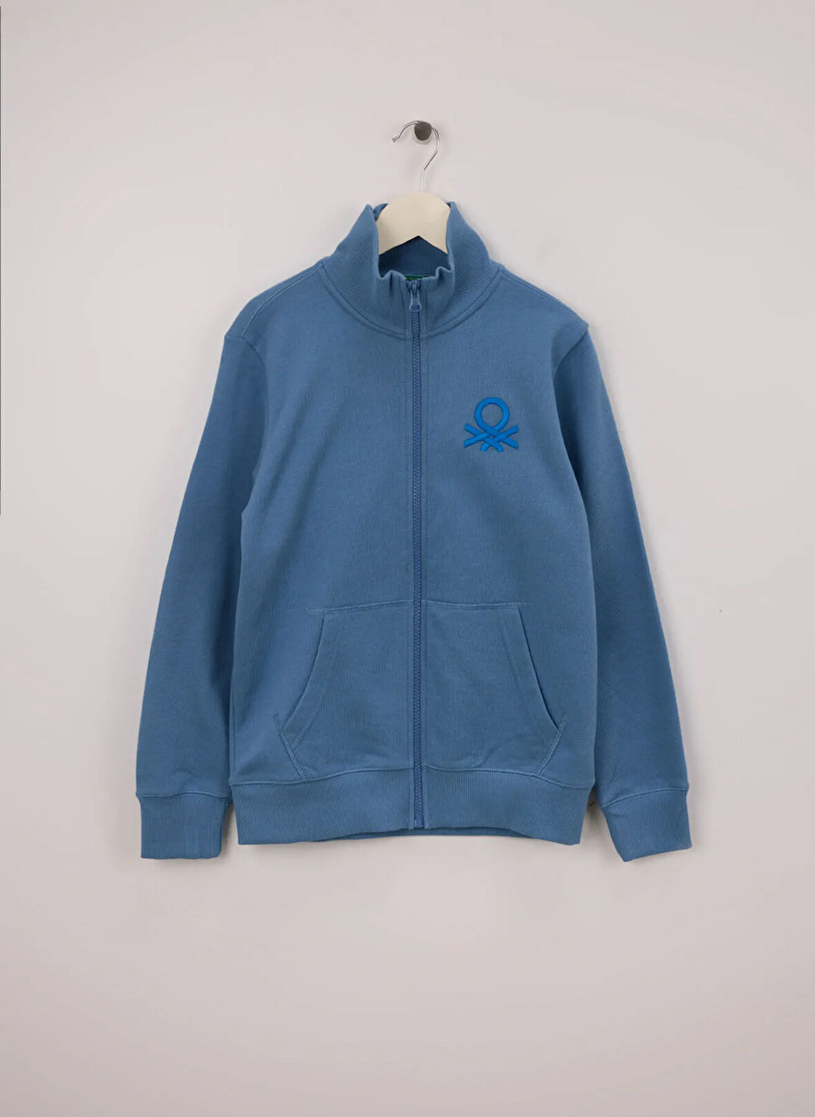 Benetton Baskılı Erkek Mavi Sweatshırt 3J68C501B