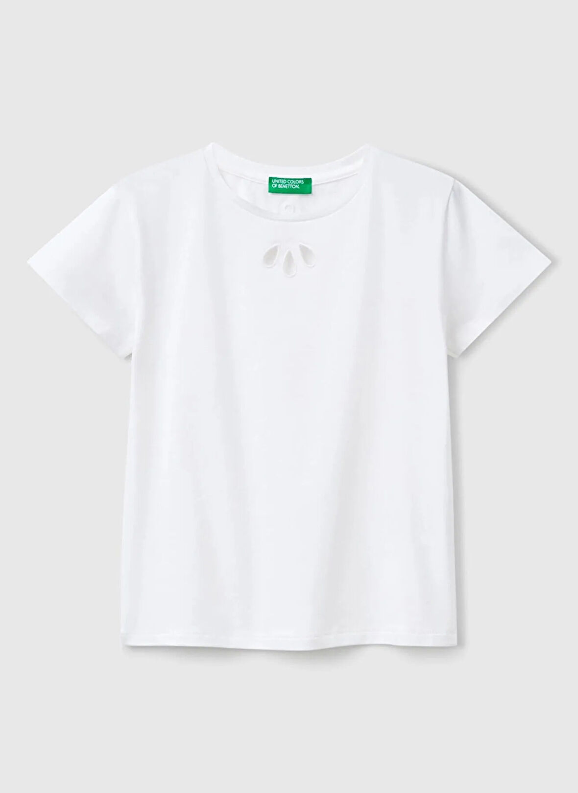 Benetton Baskılı Beyaz Kız Çocuk T-Shirt 3P4ZC10O0