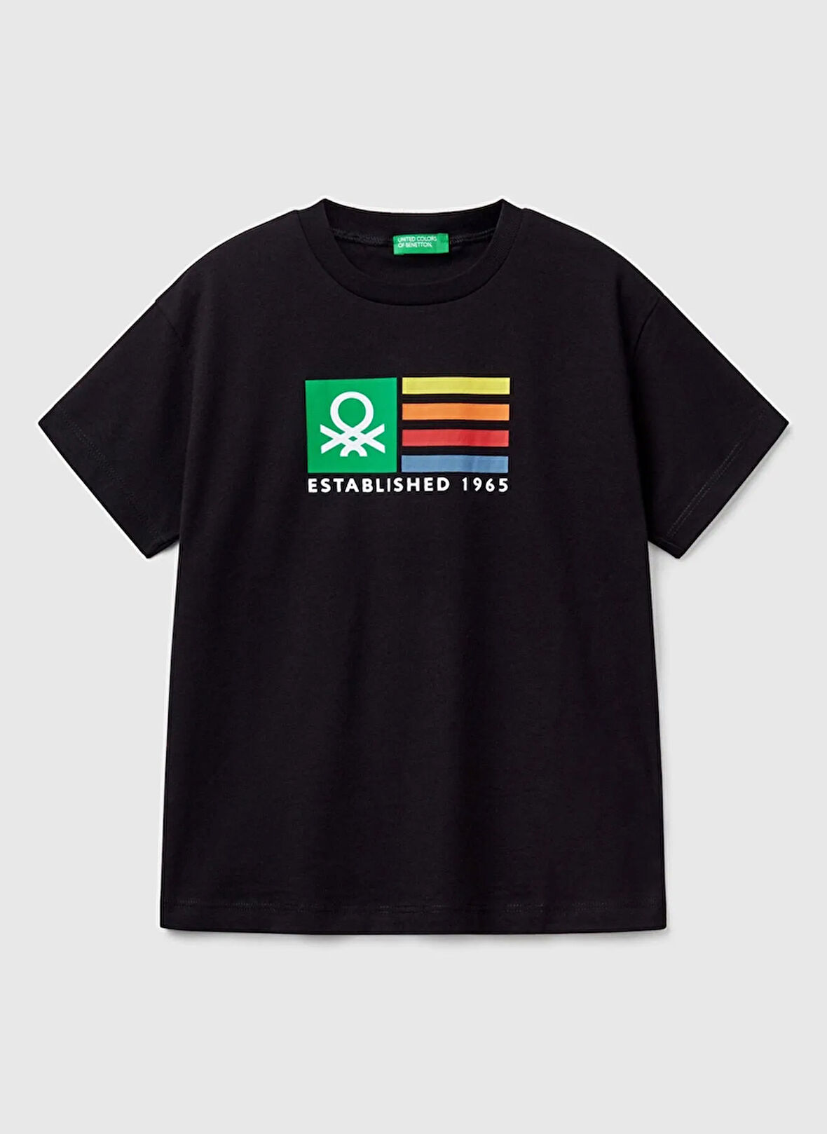 Benetton Baskılı Siyah Erkek Çocuk T-Shirt 3I1XC10N3