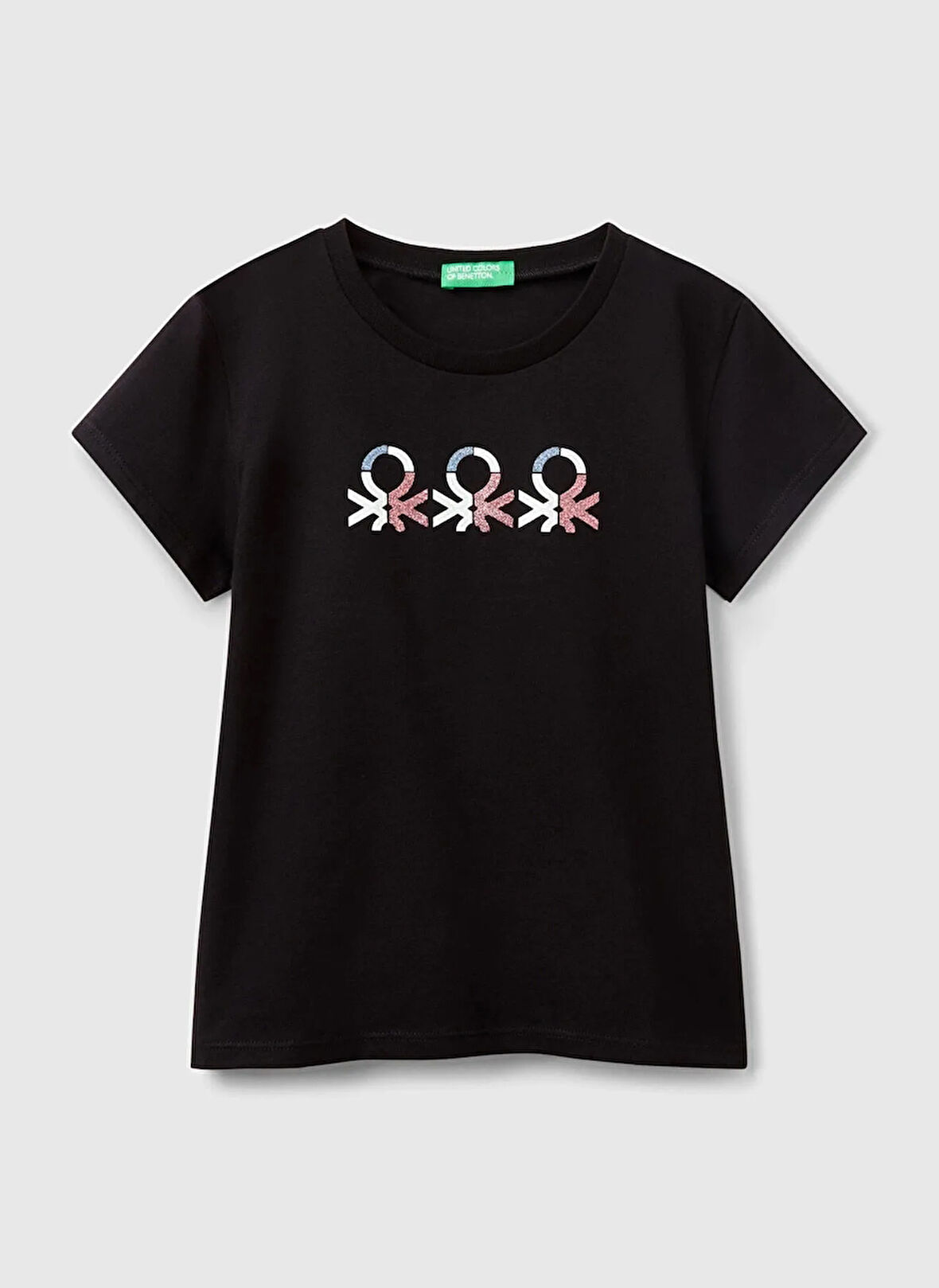 Benetton Baskılı Siyah Kız Çocuk T-Shirt 3I1XC10MZ
