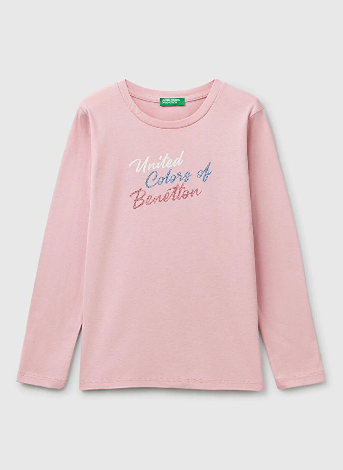 Benetton Baskılı Pembe Kız Çocuk T-Shirt 3I9WC10MY
