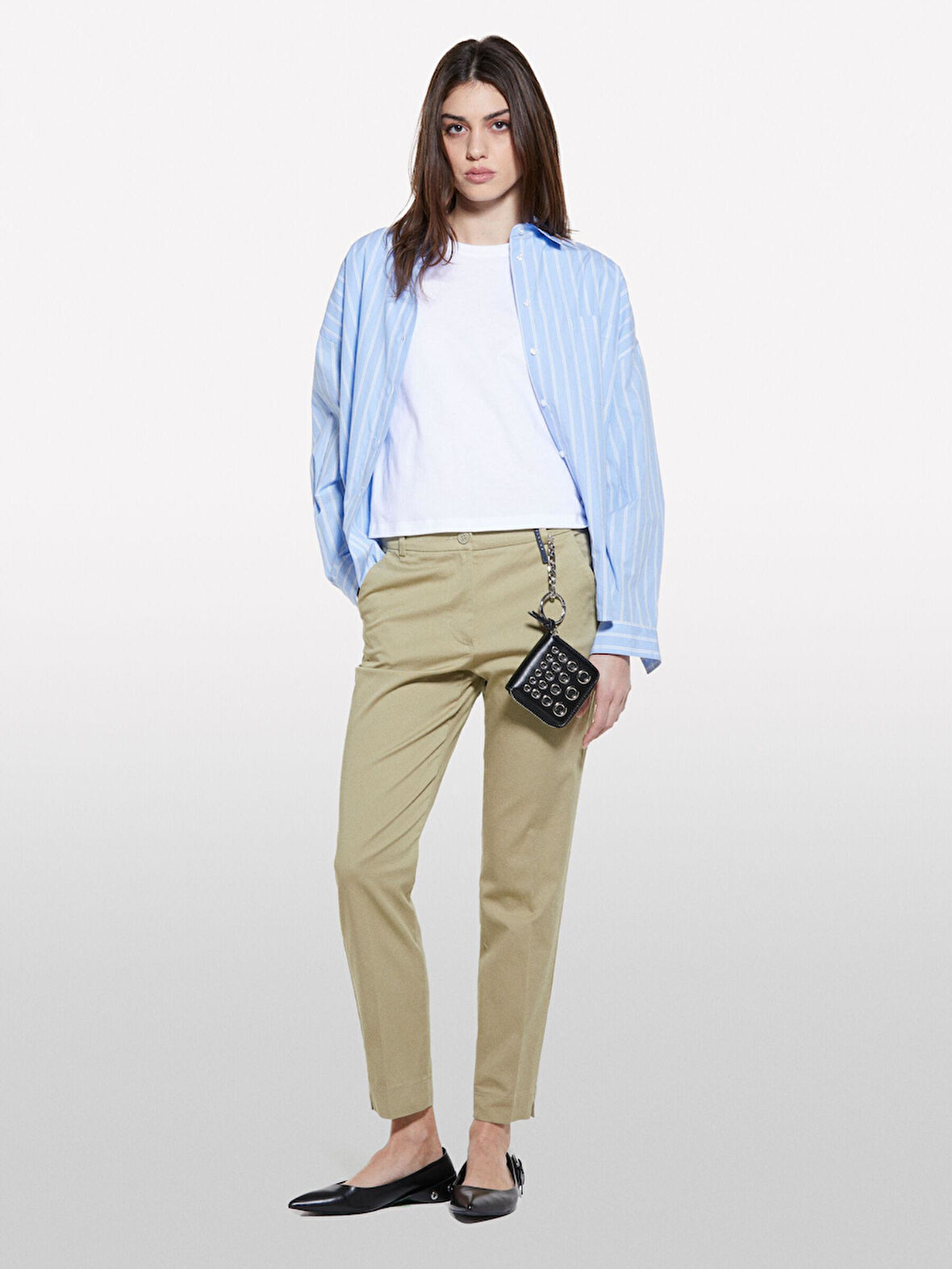 %100 Pamuk Bisiklet Yakalı T-Shirt Kadın Beyaz T-Shirt - 325P3I1XL101S