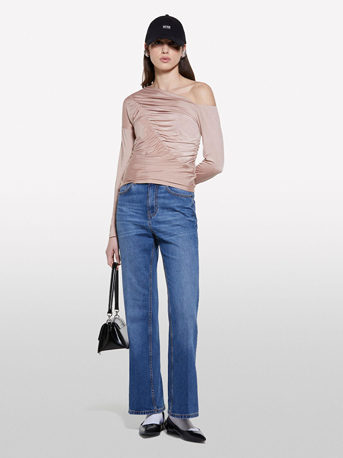 Streç Kumaş Dikiş Detaylı Slim Fit Bluz Kadın Sütlü Kahve Bluz - 325P33TXL400X