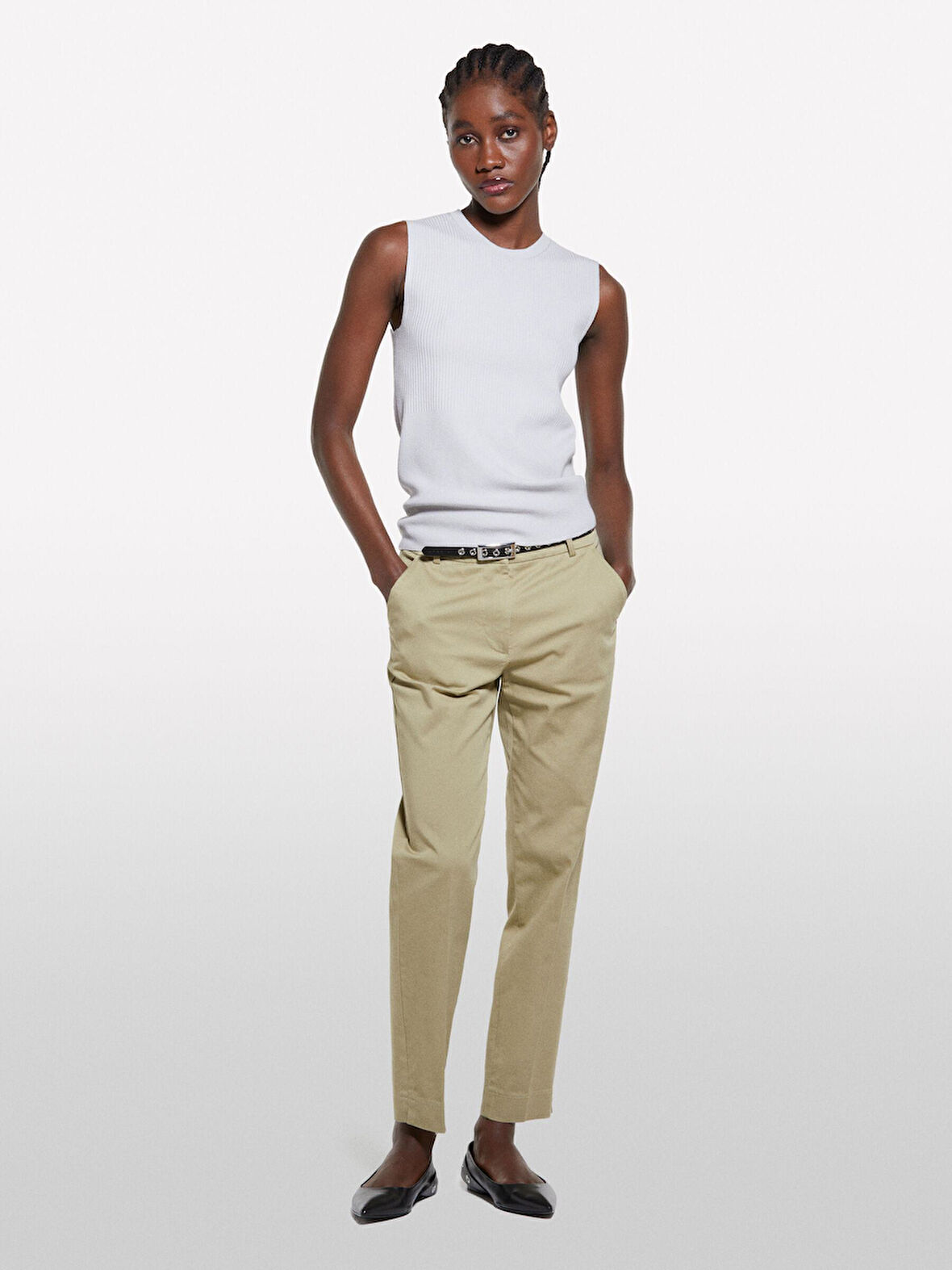 Viskoz Karışımlı Kolsuz Slim Fit Triko Bluz Kadın Gri Bluz - 325P17Q3M105S