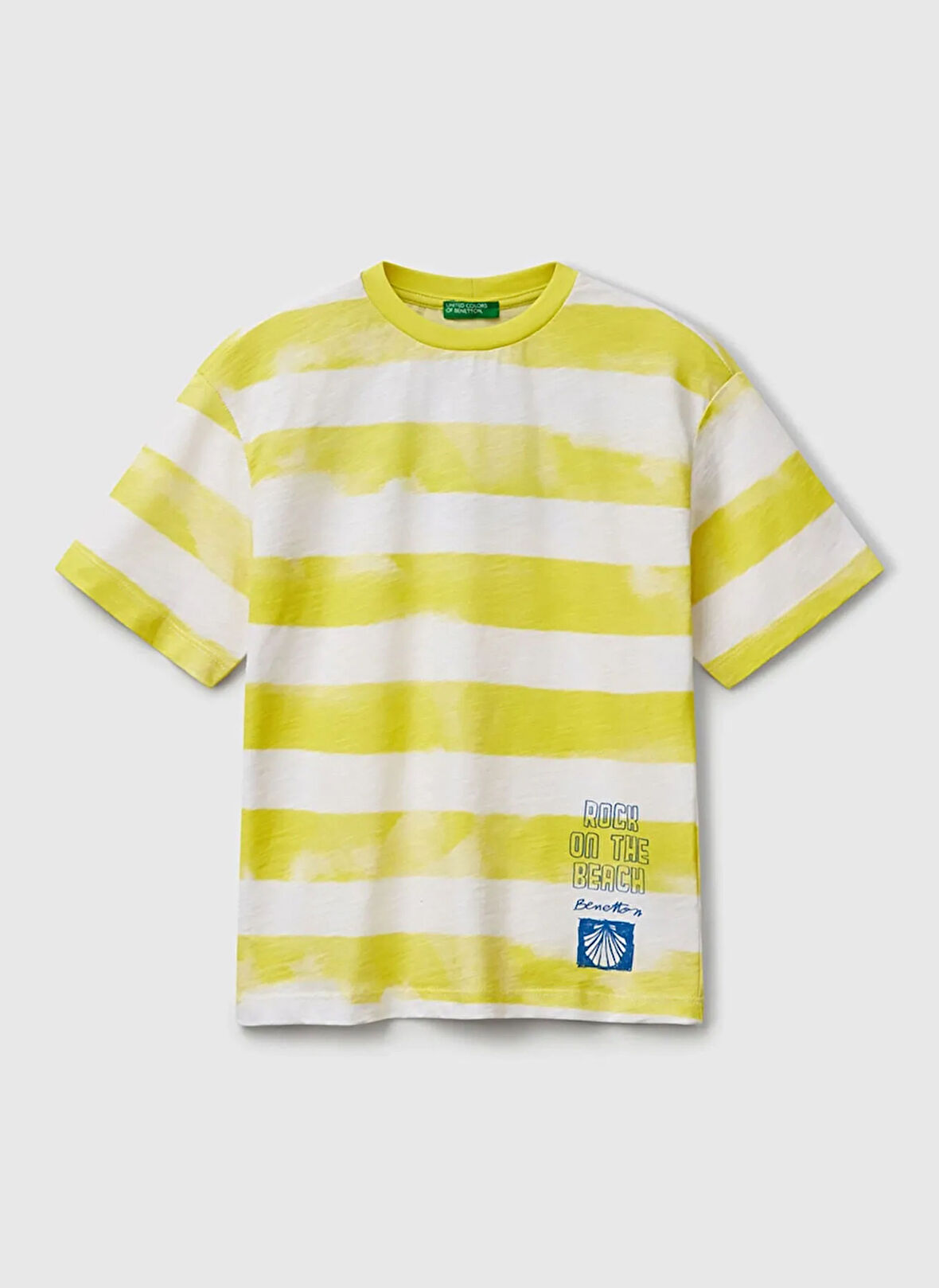 Benetton Baskılı Sarı Erkek Çocuk T-Shirt 3SL3C10P5
